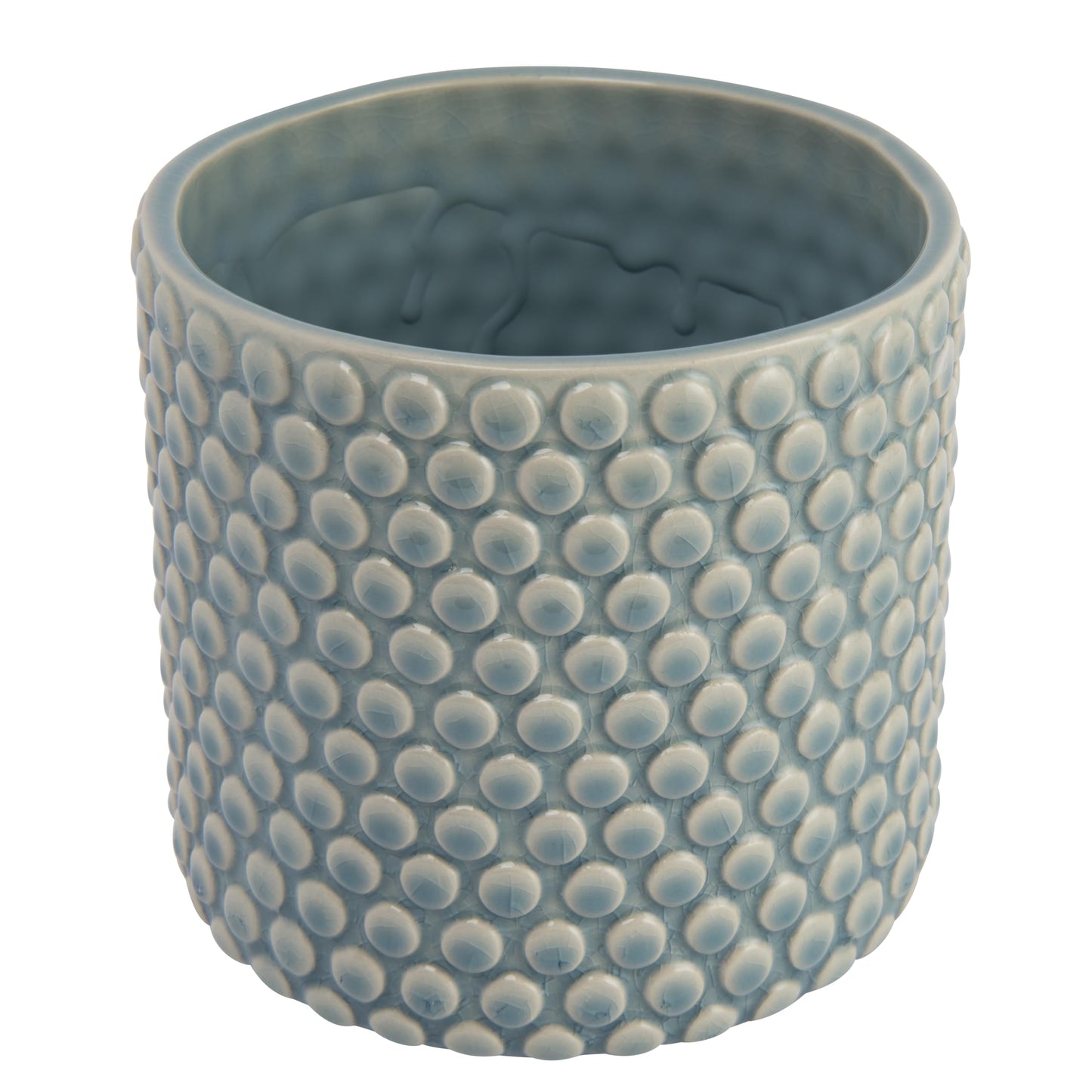 Bloomingville Sky Blue & Cream Stoneware Pot with Crackle Finish