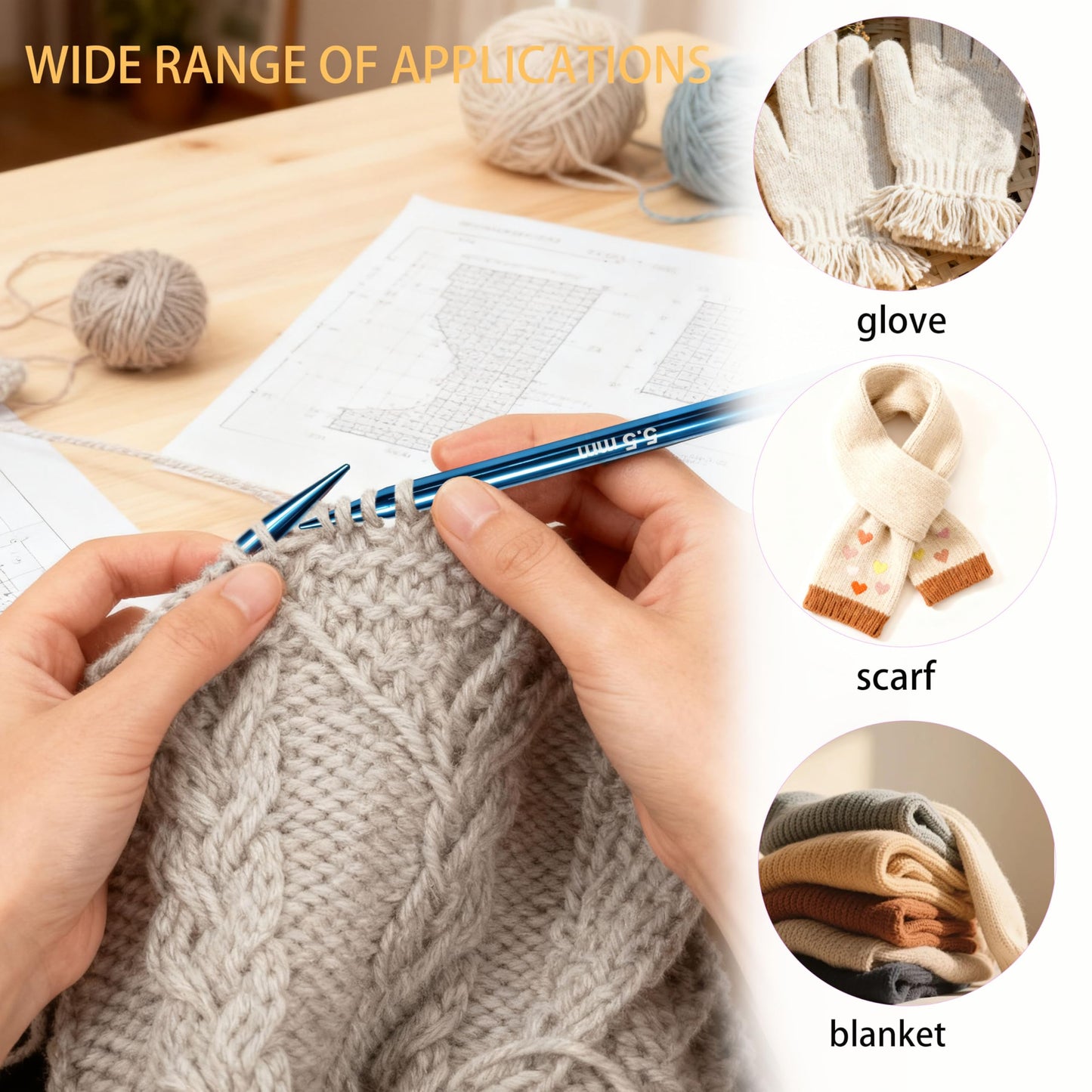 TRILVIX Circular Knitting Needles Set, 13 Pairs Interchangeable Knitting Needles 3mm-10mm with 4 Cables, Accessories & Case, 4 Inch Aluminum Knitting Needles US Size 2~15