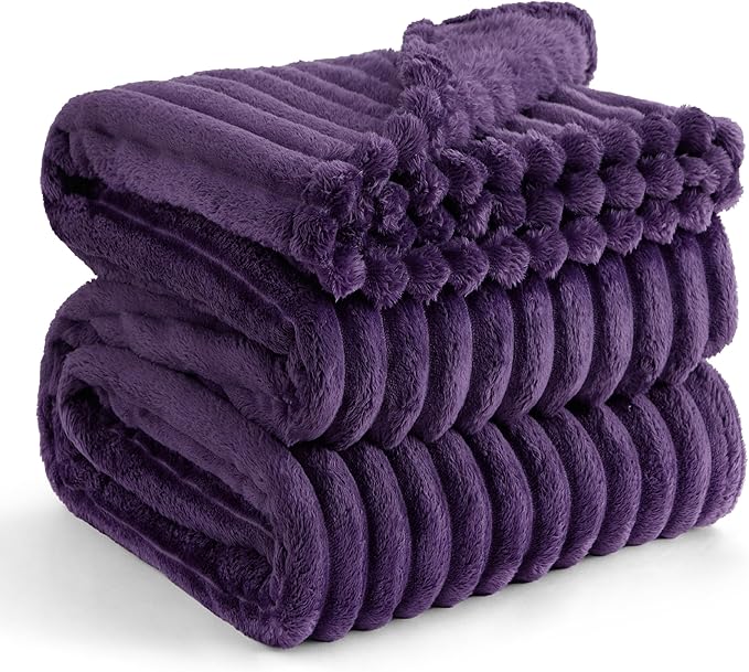 Bedsure Purple Fleece Blanket for Couch&King Size Blanket for Bed,108x90 Inches