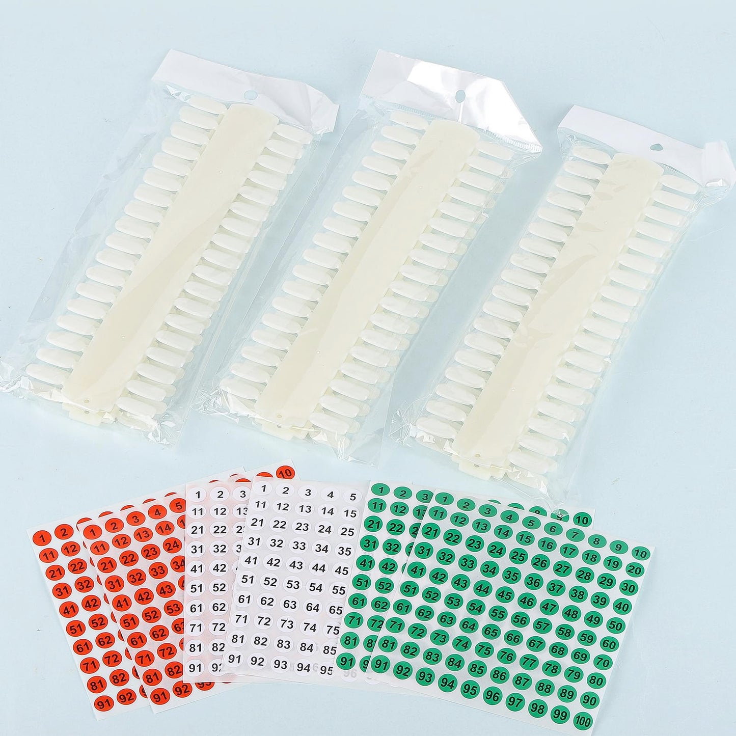 Tbestmax 3 Sets 216 Tips Nail Color Swatch, Double Layer Tips Clear Nail Color Display Palette Paint Practice Chart Swatches