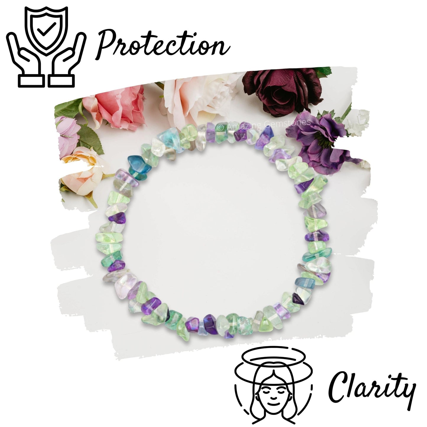 Amazing Gemstone Chips Bracelet (Multi Fluorite)