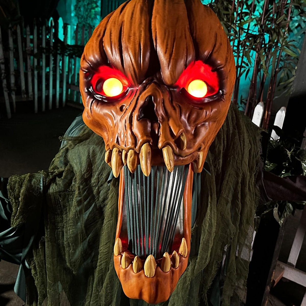 Haunted Hill Farm 7.3-Ft Groundbreaking Jack by Tekky, Halloween Animatronic, Spooky House Wall Decoration, Creepy Indoor & Covered Outdoor Party Decor, Motion-Activated Lights & Sound, Life-Size