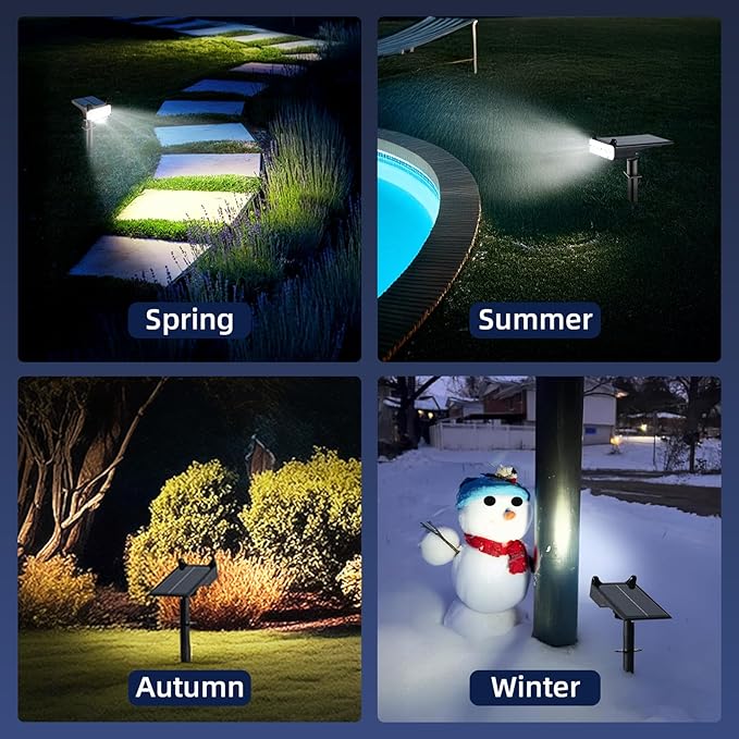 Solar Spotlights Outdoor Waterproof Landscape Path Lights Solar Dusk to Dawn Outdoor Lighting 4 Brightness Modes for Garden Pathway Tree Driveway Porch Yard