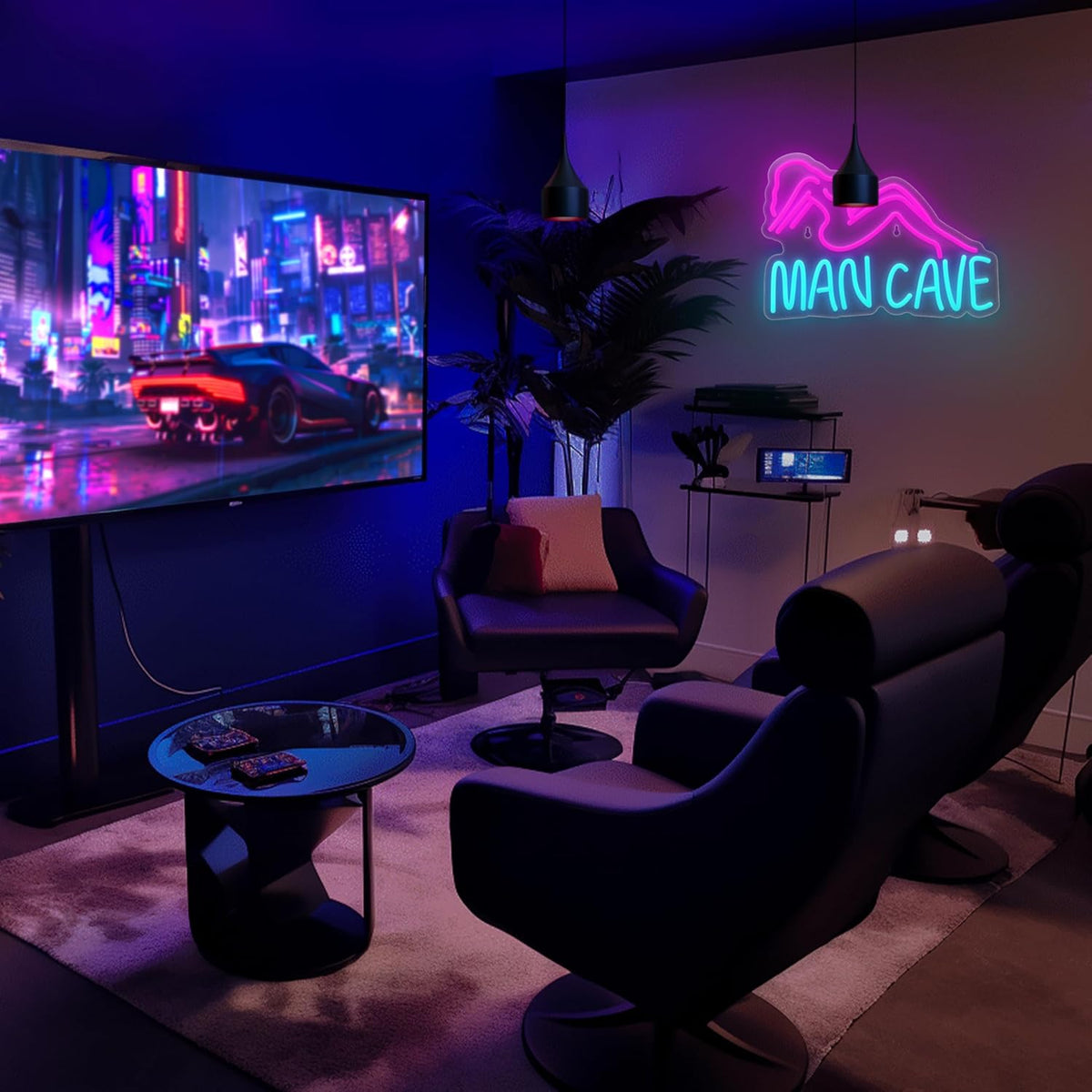 Man Cave Neon Signs Man Cave Neon Lights Sign USB Powered Dimmable LED Light for Bedroom Game Room Bar Pub Club Wall Decor Party