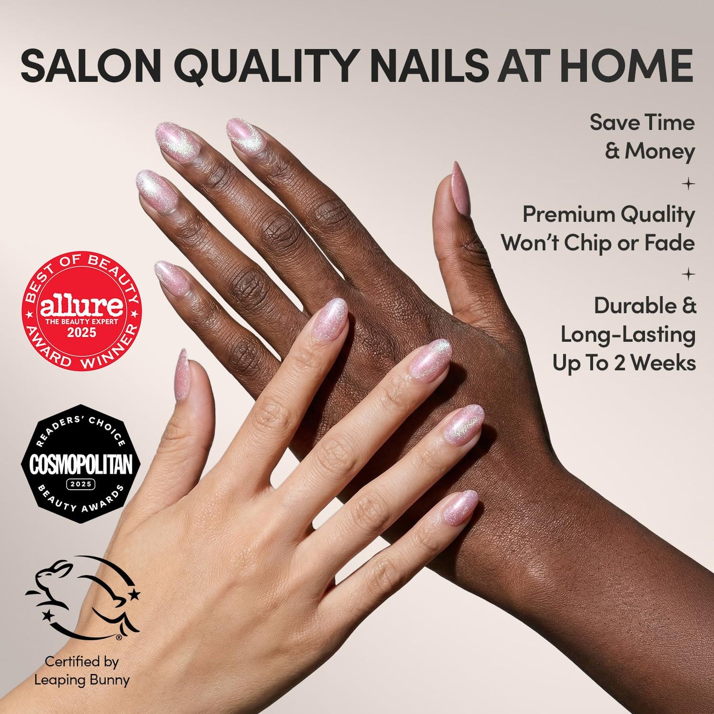 Glamnetic Press On Nails - Guava Drop | Short Oval Fake Nails in Orange-Pink Velvet with Glazed Finish, Salon Quality | 15 Sizes - 30 Nail Kit with Glue