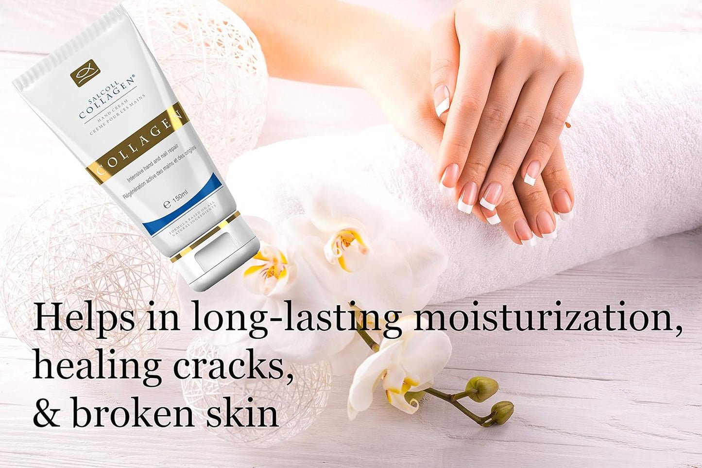 Pure Bioactive Anti-Aging Collagen Repair Hand Cream - Hypoallergenic Moisturizing Lotion, Dry Skin Relief, All Skin Types, 150 ml