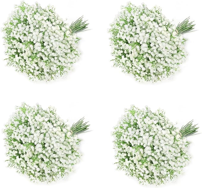 DEEMEI 30 PCS Babys Breath Artificial Flowers Fake Babys Breath Flowers Artificial Bulk White Gypsophila Bouquets Real Touch Faux Flowers for Wedding Floral Arrangement Party Home Decoration