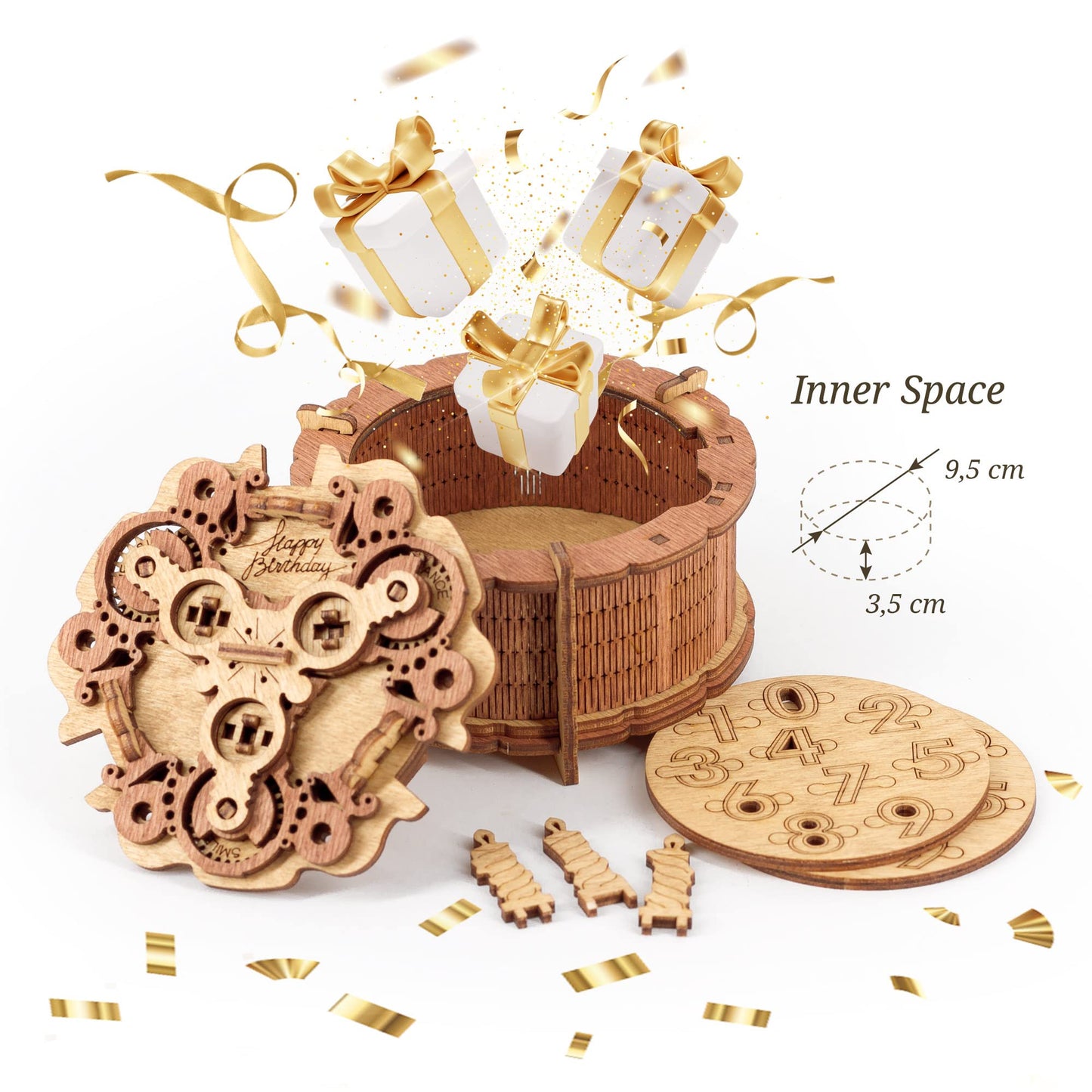 iDventure Birthday Cake Puzzle Box – 3D Gift Box for Adults – Money Holder Puzzle Game – Escape Room Brain Teaser for Men & Women