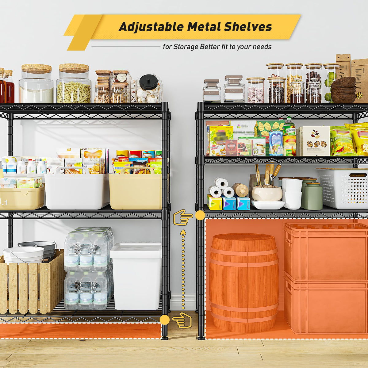 3 Tier 450LBS Adjustable Wire Shelving Unit for Kitchen (2 Count)