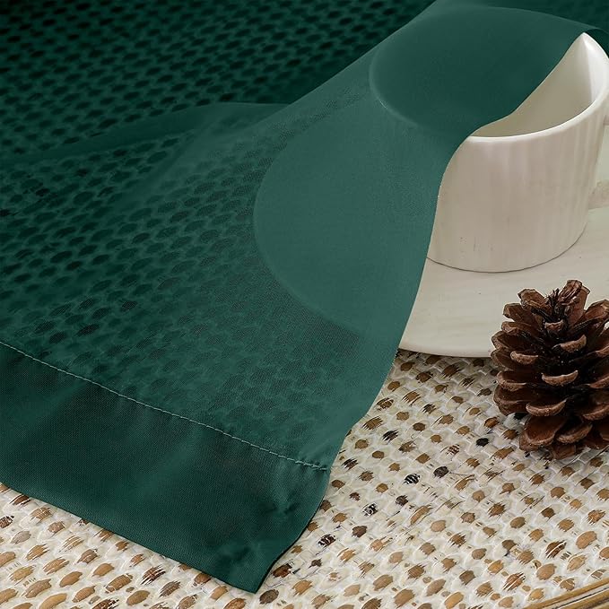 OVZME Hunter Green Sheer Curtains 63 Inches Long 2 Panels - Soft Light Filtering Window Sheer Panels for Living Room/Bedroom, Top Dual Rod Pocket, 1 Pair, Each 42Wx63L Inches