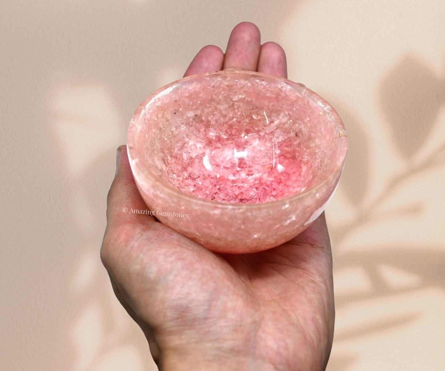 Amazing Gemstone Rose Quartz Orgonite Orgone Crystal Gemstone Bowl - 3" Orgonite Rose Quartz Crystal Bowl for Meditation, Crystals and Healing Stones Gift and Protection
