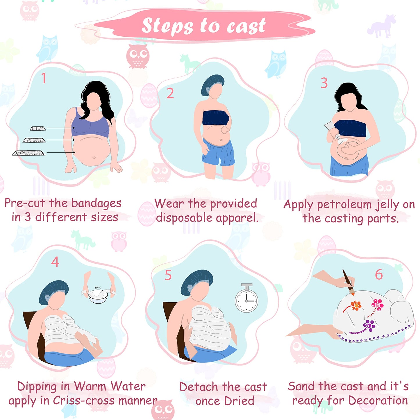 Crawl Story Belly Casting Kit for Pregnant Women | Complete DIY Keepsake with Plaster Cloth Roll, 12 Acrylic Paints, Sparkles, Crystals & Hanging Hardware | Baby Shower Gift, Deluxe Paint Casting Kit