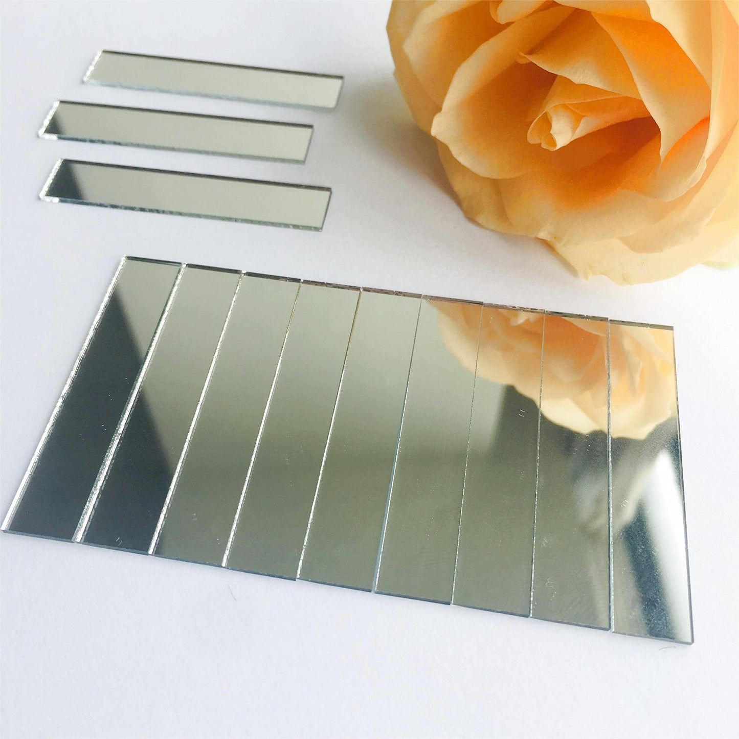 100 Pcs 1/2 x 2’’Rectangle Glass Mirror Mosaic Tiles for Craft Work, Disco Ball Mirror, Home Decor (1/2 x 2'')
