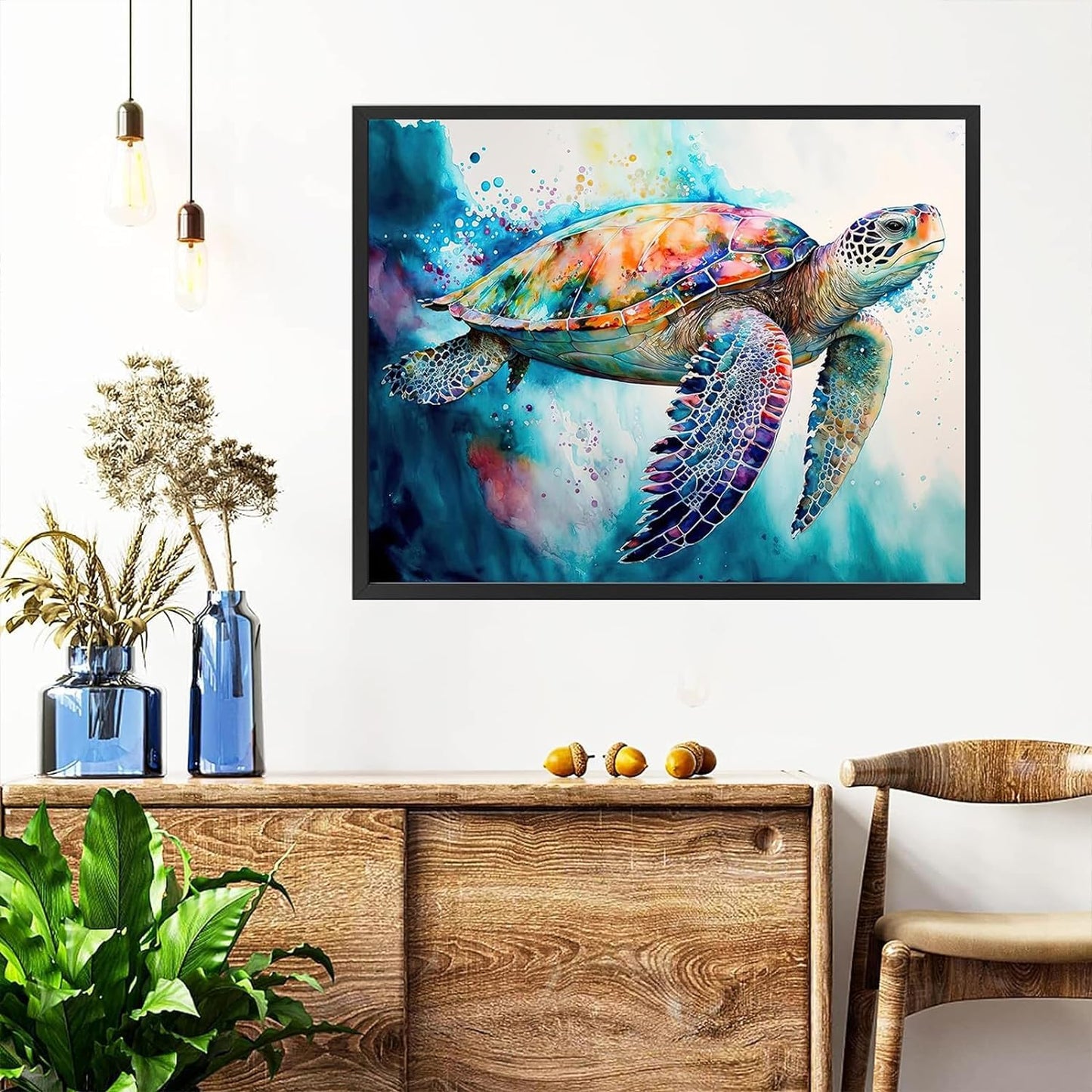 Aapxi Paint by Number for Adults Canvas Sea Turtle - Painting by Numbers Adults' Beginner Craft Kits with 4 Brushes and Acrylic Paint(16X20 Inch)