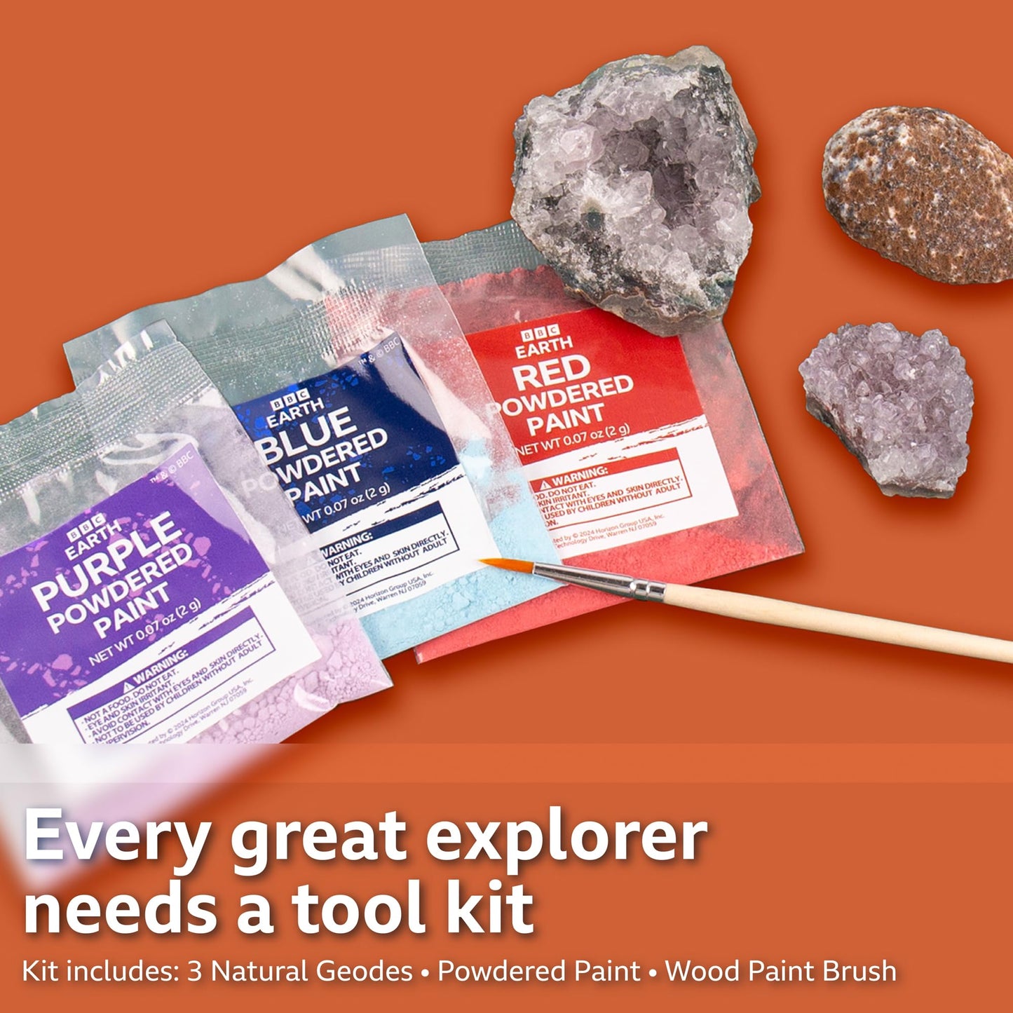 BBC Earth Break Your Own Natural Geodes, Open 3 Natural Geodes – Amethyst Flower, Agate & More, Detailed Learning Guide, Great Learning & Education Toys, Geodes for Kids to Break Open, STEM Kits