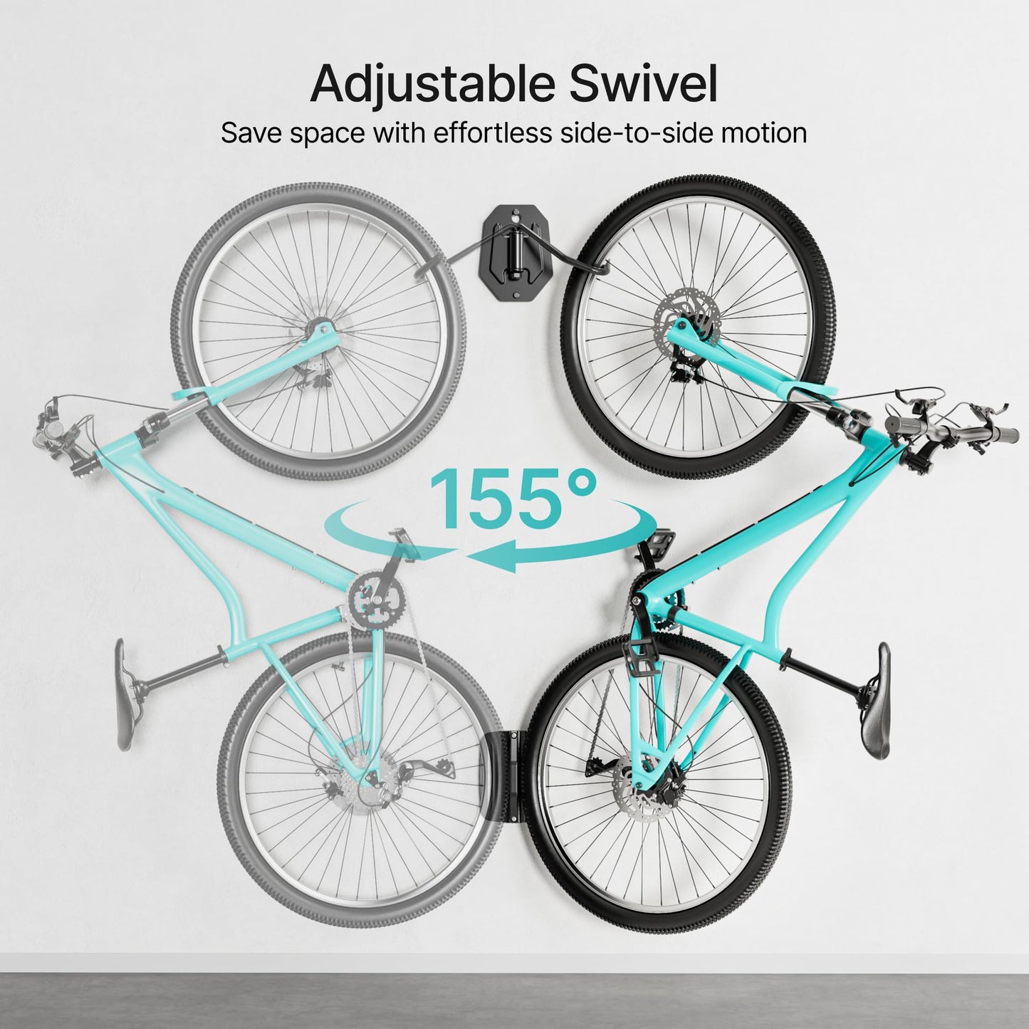 PEGZONE Swivel Bike Wall Mount, Heavy Duty Vertical Bike Rack with Fixed Hooks for Garage Storage, Wall Mounted Bicycle Hangers Holds up to 77 lbs for Indoor, 4 Pack