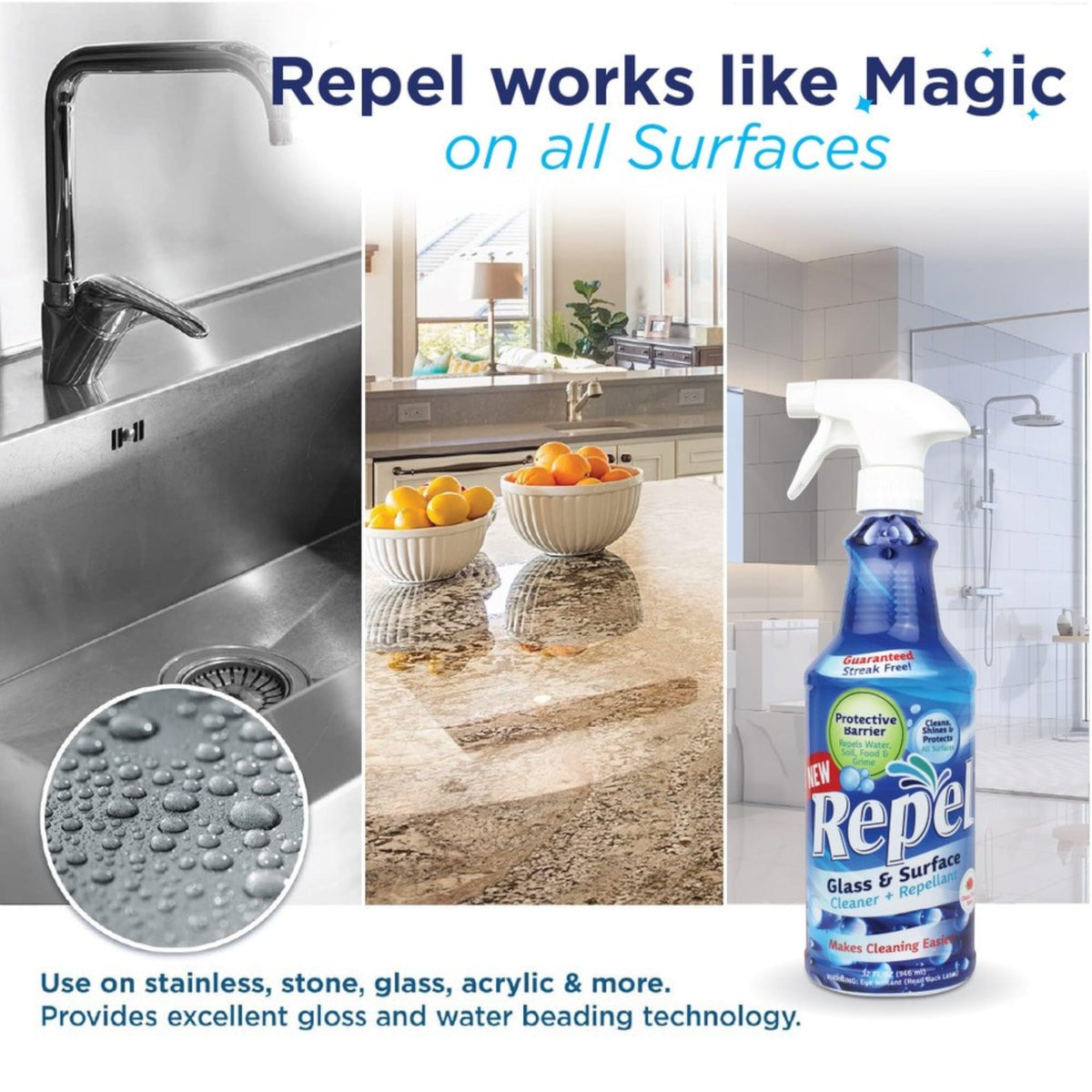 New REPEL Glass and Surface Cleaner with Barrier Technology (384 Fl Oz )