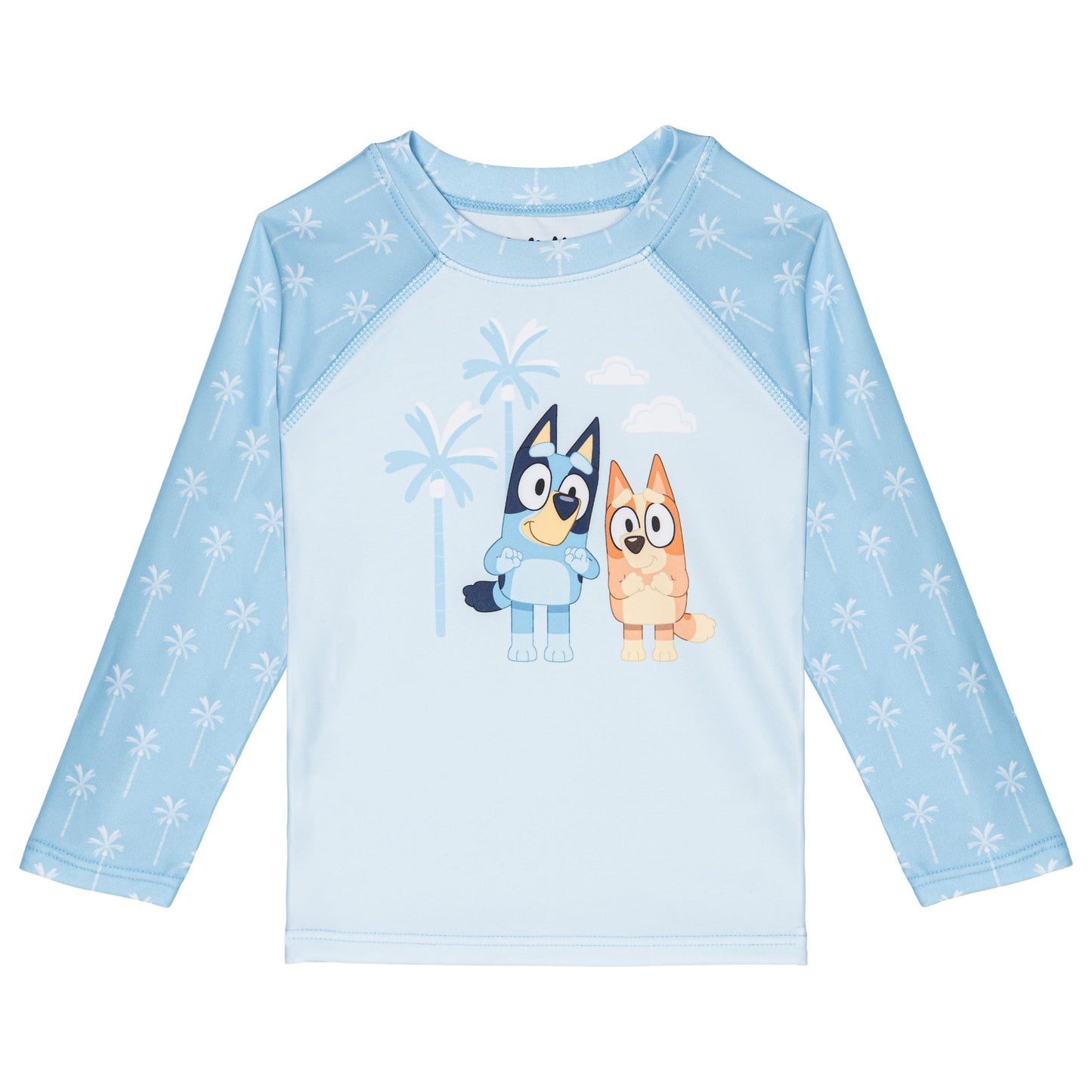 Bluey Little Girls Raglan Rash Guard and Bikini Bottom UPF 50+ Swim Set Sky Blue 7-8