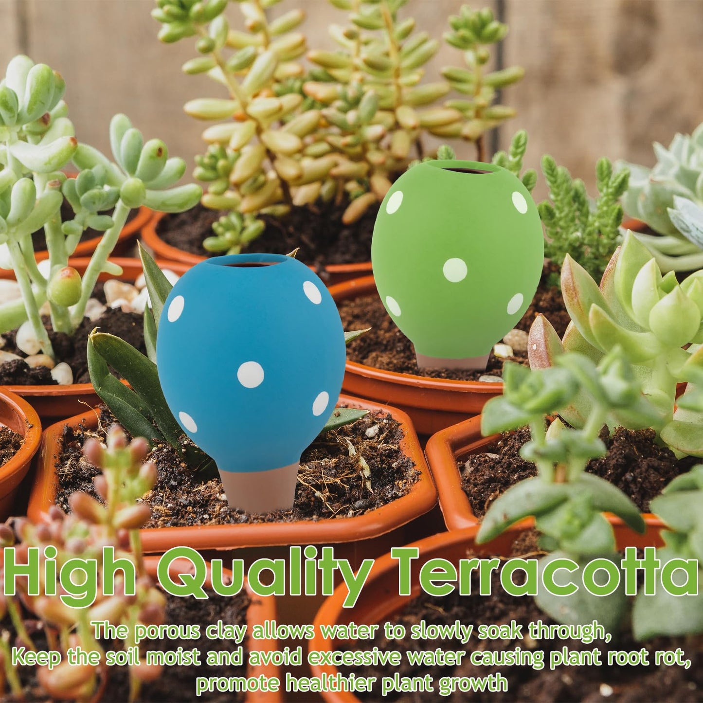 4 Pack Terracotta Watering Spikes, Vacation Self-Watering Planters Devices, Continuous Moisture with Slow Release Watering System Small Ball Shape