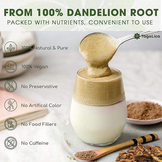 Tagalica, 10 oz Dandelion Root Powder, 100% Natural and Pure from Dandelion Root, No Additives, No Gluten, No Sugar, Vegan