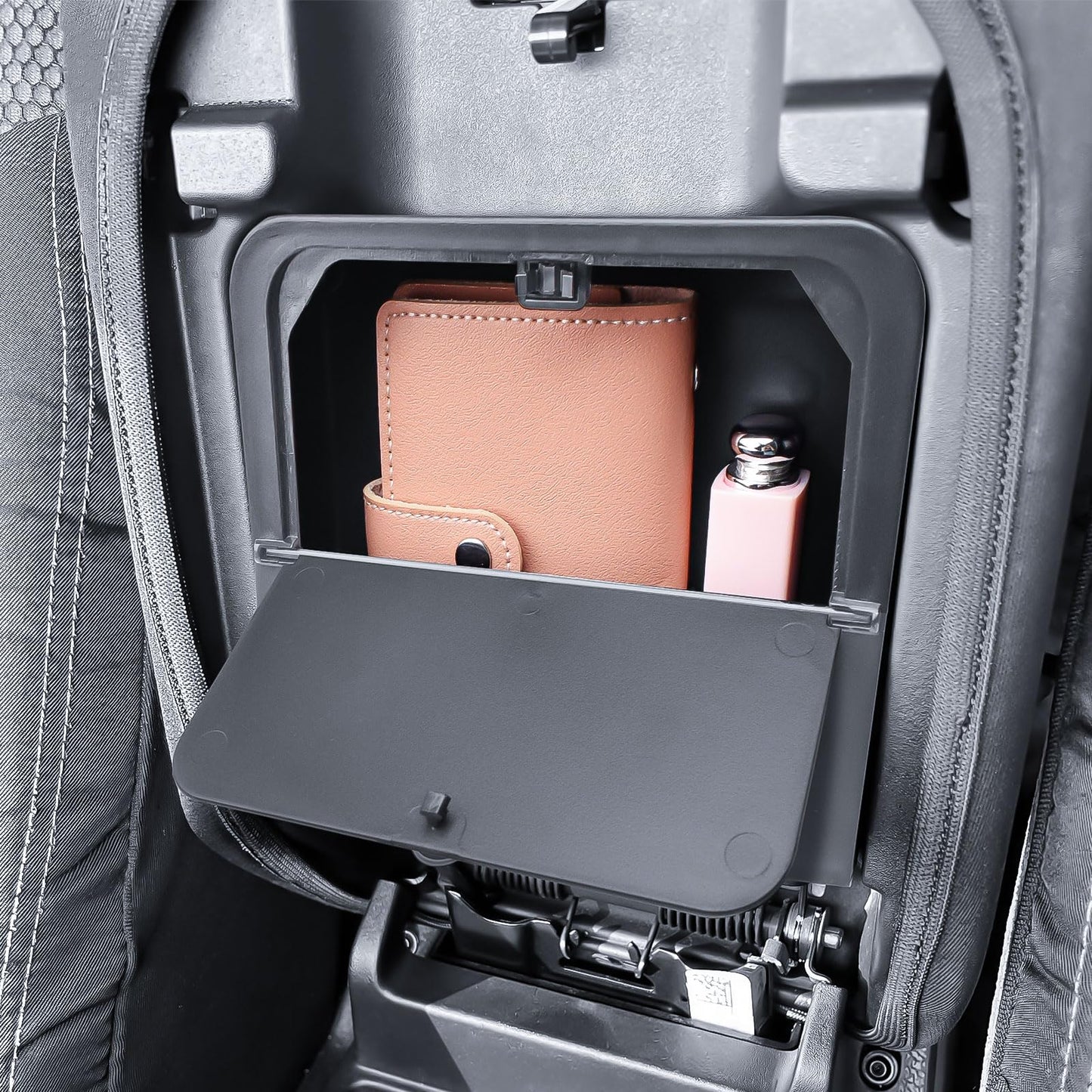 TACORBO Center Console Hidden Storage Organizer Compatible with Jeep Gladiator JT 2020-2024 and Jeep Wrangler JL/JLU 2018-2025, Wrangler 4XE One-Touch Armrest Hidden Secret Compartment Box