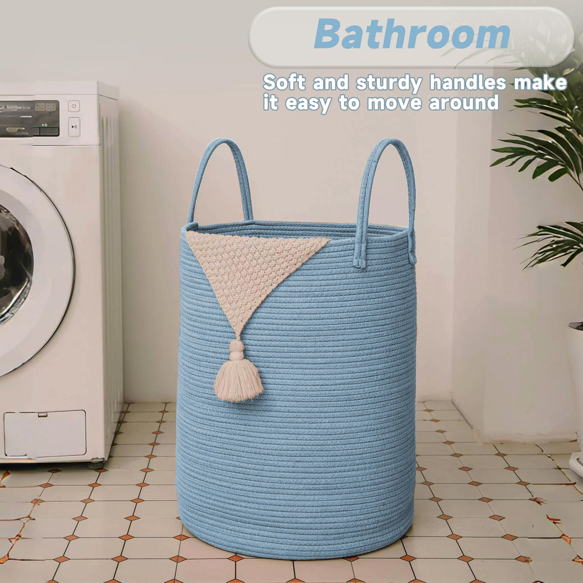 100L Cotton Rope Laundry Basket Hamper