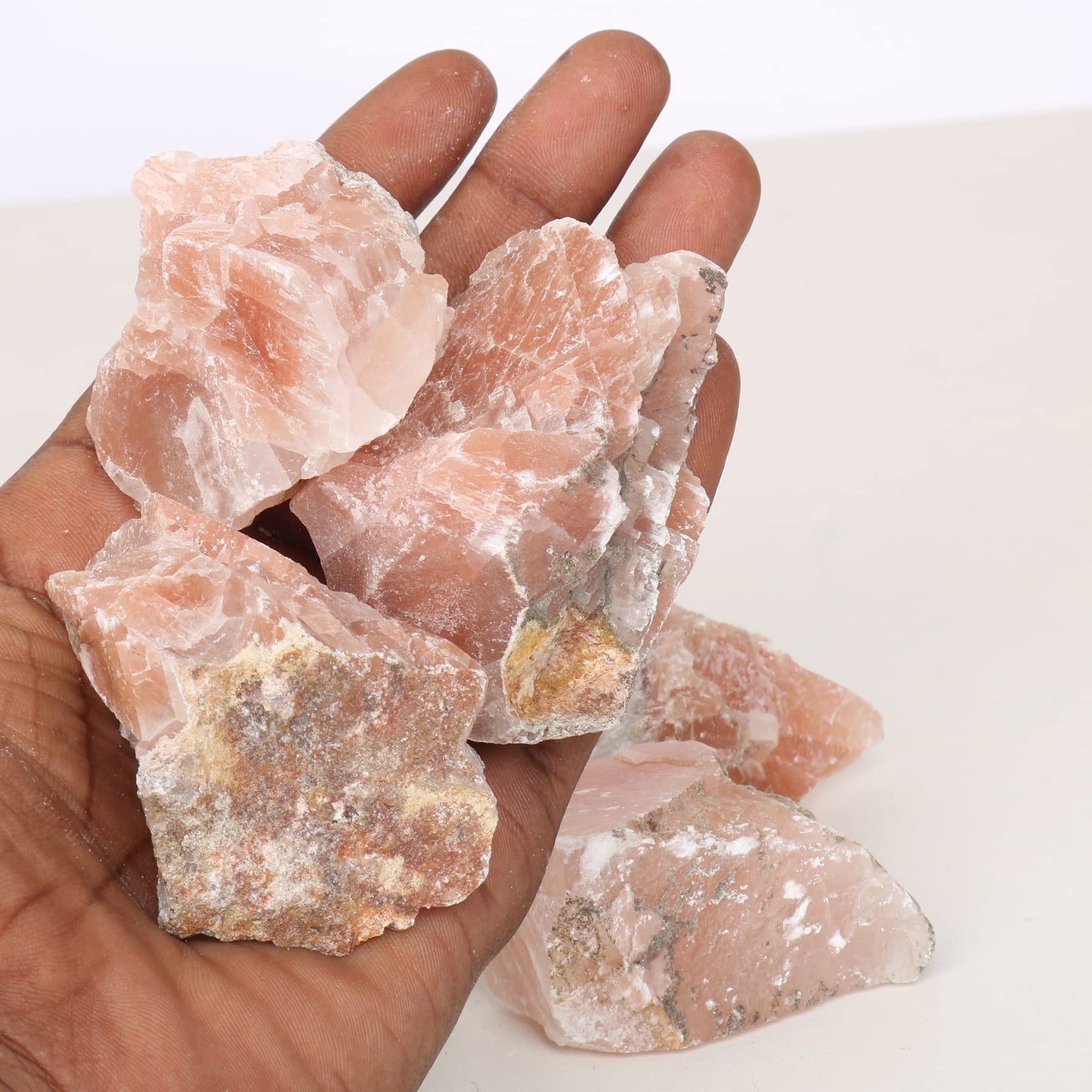 REAL-GEMS Natural Raw Healing Crystals Rough Stones for Tumbling, Cabbing, Polishing, Wire Wrapping, Wicca & Reiki Crystal Healing, Mix Gemstones,7 Chakra (Calcite)