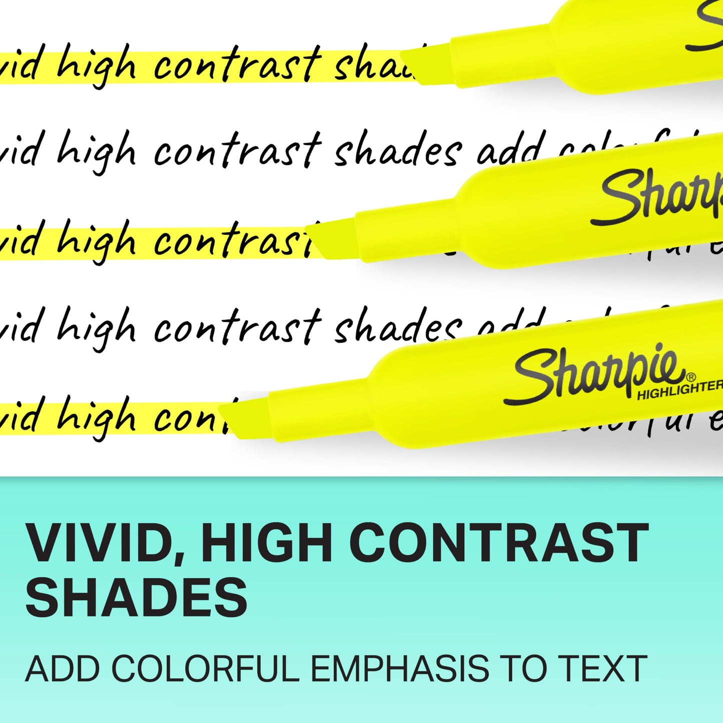 Sharpie Tank Style Highlighters, Chisel Tip, Fluorescent Yellow, 36 Count