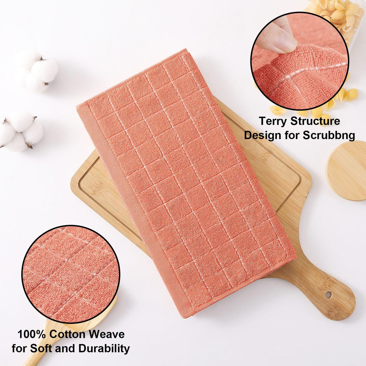 100% Cotton Terry Kitchen Dish Cloths (6 Count)