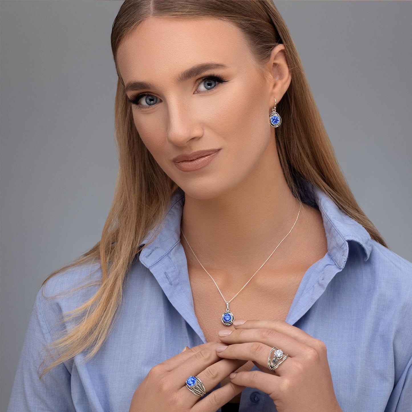 JEAN RACHEL JEWELRY 925 Sterling Silver Tanzanite CZ Drop Earrings
