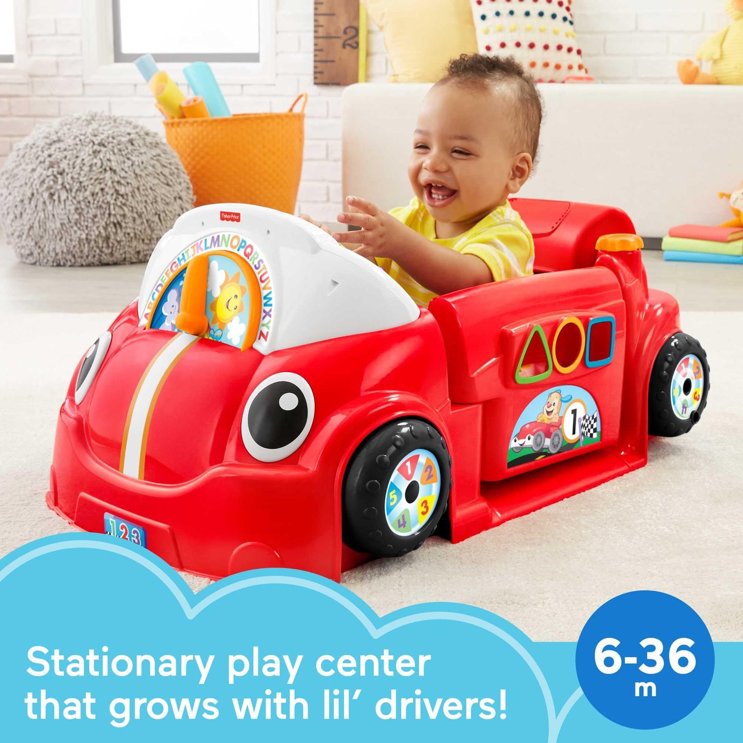 Fisher-Price Laugh & Learn Crawl Around Car, red Interactive Play Center with Smart Stages Learning Content for Babies and Toddlers Ages 6 Months and up (Amazon Exclusive)