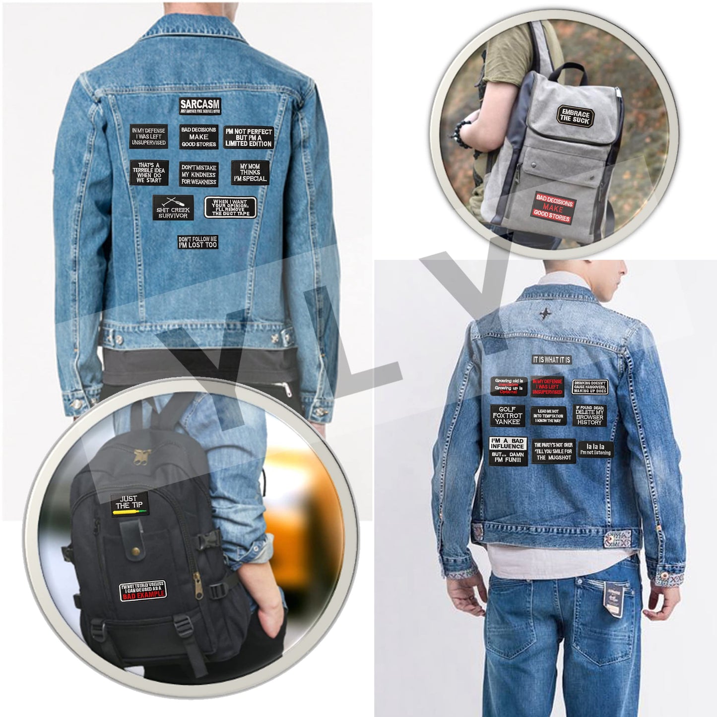 YLY Iron On Patch,40pcs Assorted Funny Slogan Letter Iron on/Sew on Word Embroidered Patches for Motorcycle Biker Vest Backpacks Jeans Jackets Bag Gear Uniform Hat Clothing