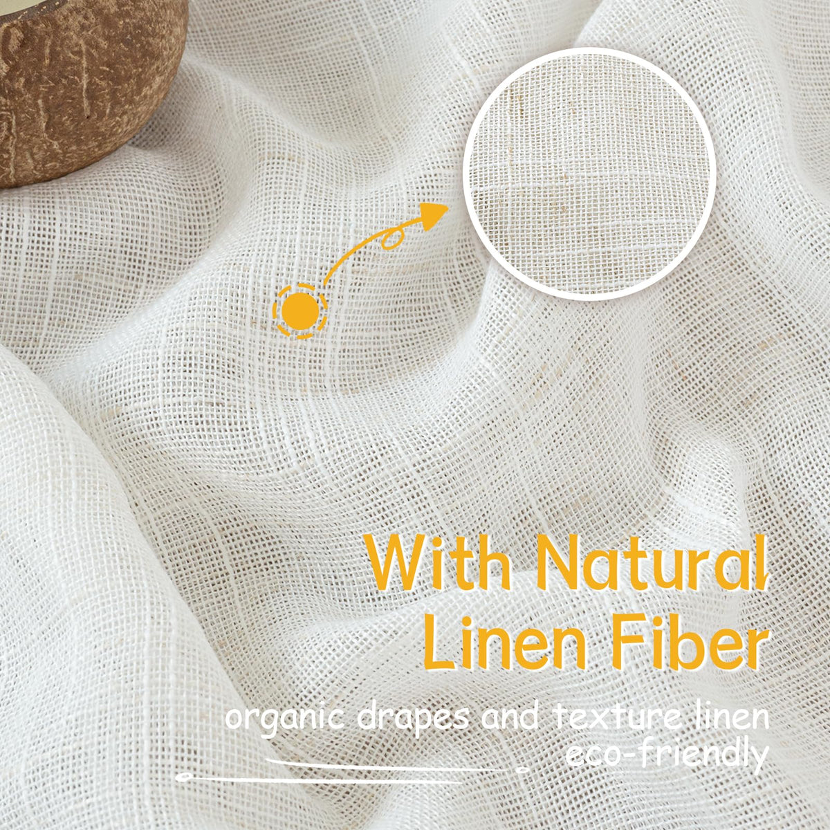 Linen Semi Sheer Curtains 40 Inch Length for Kitchen Window (2 Count)