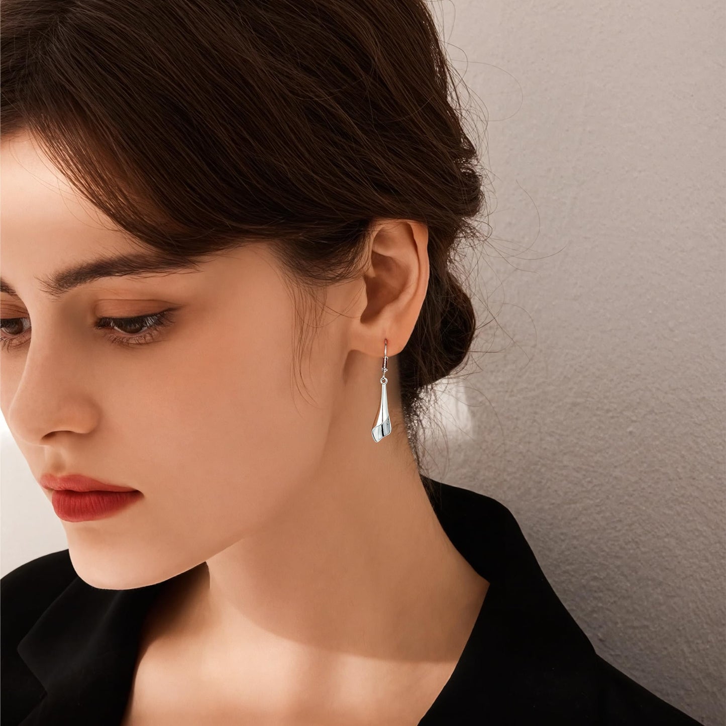925 Sterling Silver Dangle Earrings for Women Leverback Filigree Teardrop Earrings Hypoallergenic Silver Dangle Drop Earring for Gifts (Grass-G)