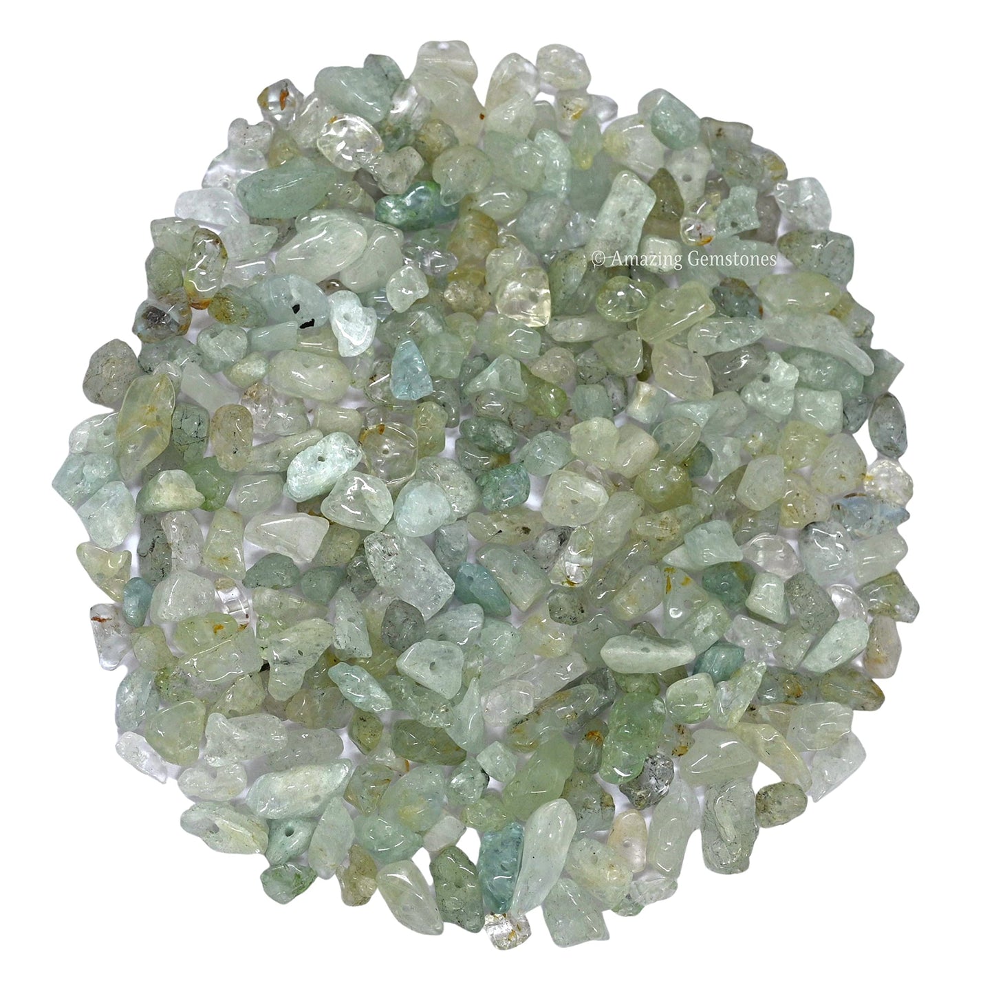 Light Green Aventurine Pre Drilled Natural Crystals Crushed Chips Beads for Jewelry Making, DIY Handmade Healing Crystals (25 Inch Strand)
