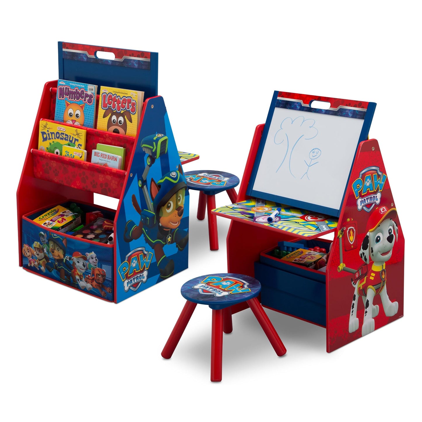 Delta Children Deluxe Kids Art Table | Easel, Desk, Stool, Toy Organizer, Nick Jr. PAW Patrol