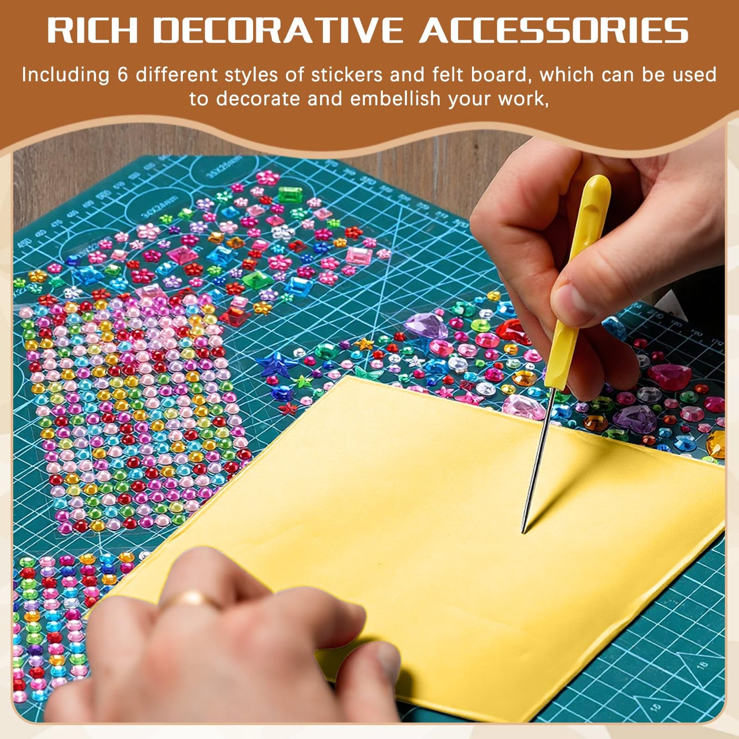 Yaocom Metal Embossing Kit, 25 Sheets Aluminum Embossing Foil Sheets, Art Craft Decorative Metal Foil Sheet Tools, Gold Shimmer Crafting Accessory, Creative Artwork Making Kit, Handcraft Supplies