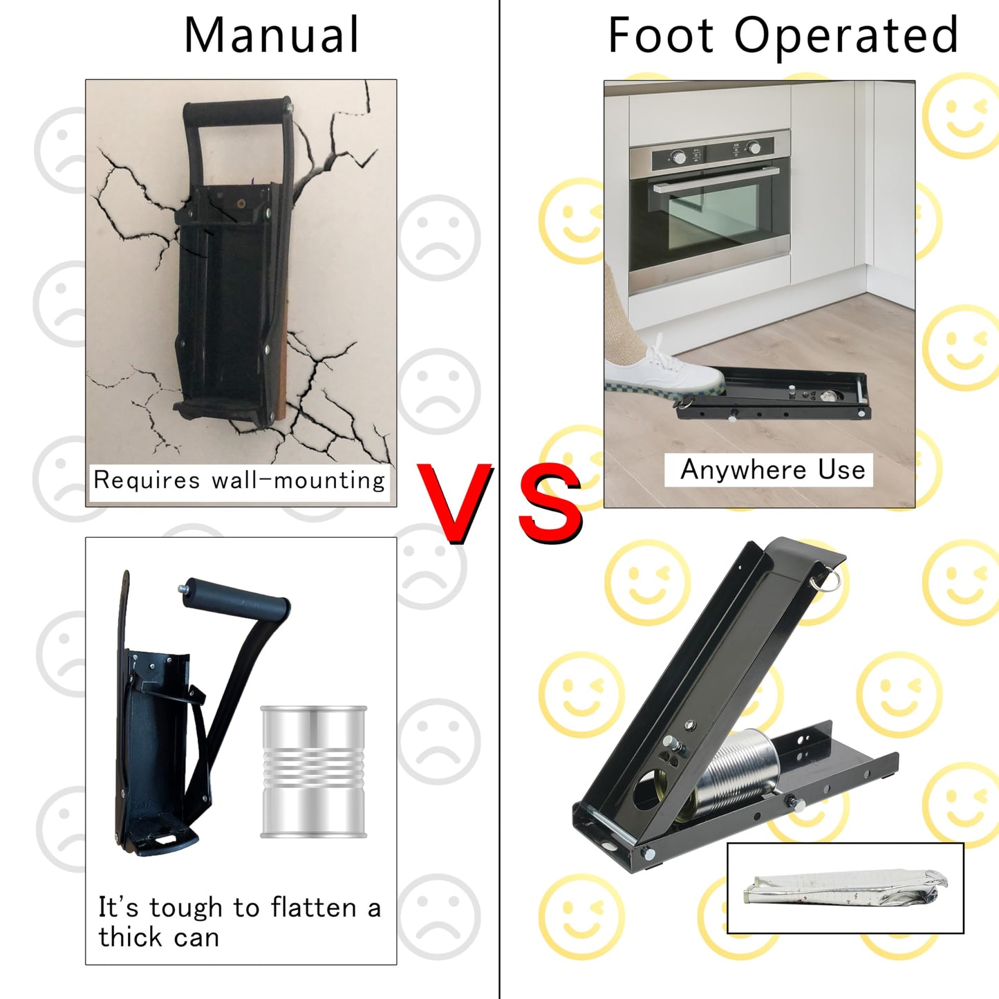 YYDS Can Crusher Foot,Heavy-Duty Can Crushers for Recycling,12 Oz. and 16 Oz.Aluminum Can Crusher,Effortless Plastic Bottle Crusher, for Recycling Aluminum Can,Plastic Bottle,Steel Cans