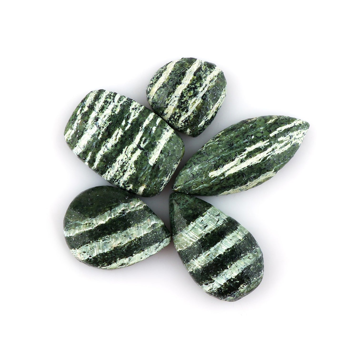 CRYSTALINES 5pcs, Natural Chrysolite Gemstone, Bulk Flatback Cabochon Stone, Polished Loose Supplis for Jewelry Making, Chakra Healing Crystals, Wire Wrapping, Decoration, Gem Collector