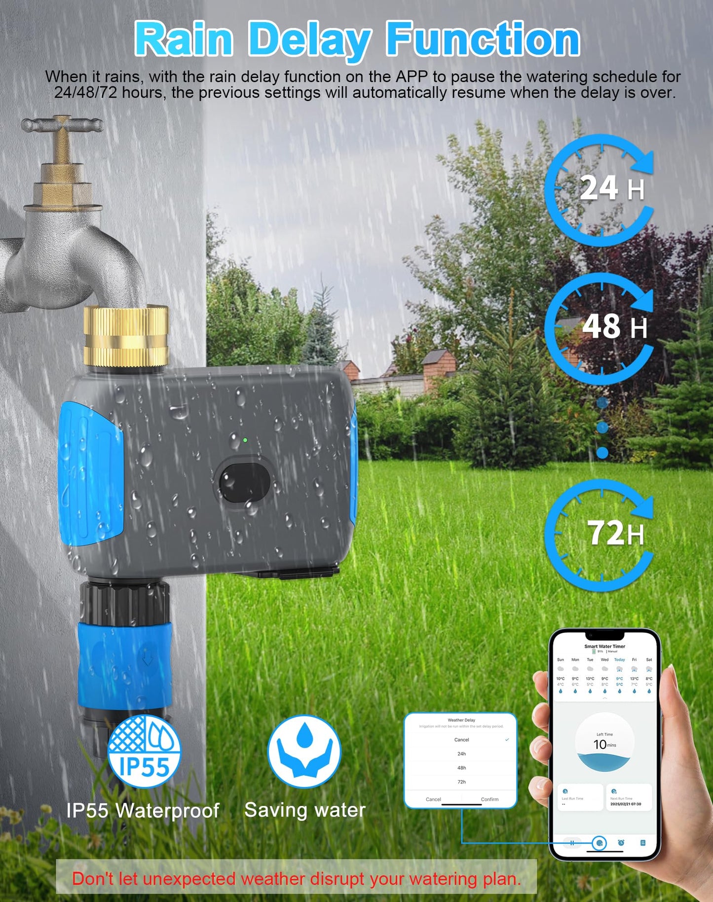 Smartale WiFi Sprinkler Timer, Smart Bluetooth Hose Timer, Programmable Automatic Irrigation System with Remote APP, Compatible with Alexa Google, Watering for Outdoor Garden Yard Lawn, 1 Outlet