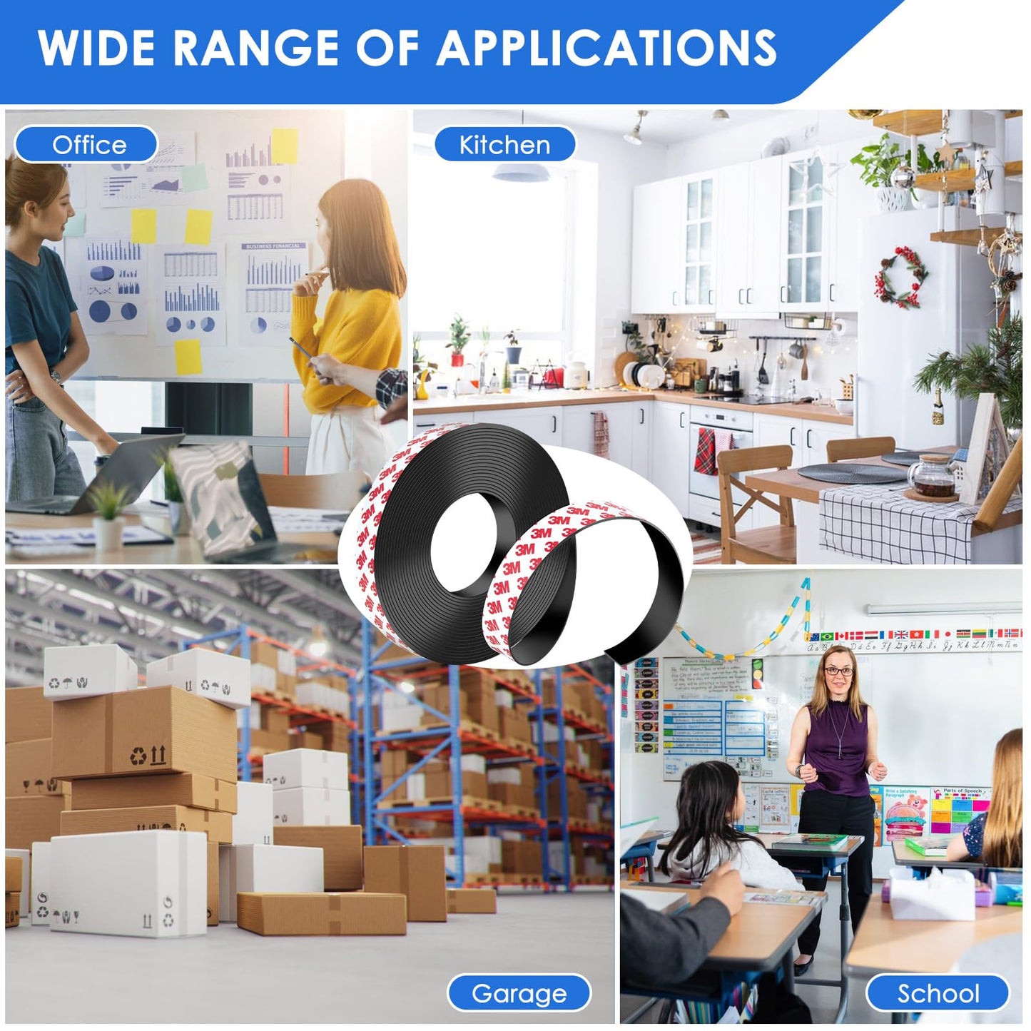 DTLHCNCT Strong Adhesive Magnetic Tape Strip Roll- 1" x 10ft, Cuttable Magnetic Sheets for,DIY Art Projects, Whiteboards, Fridge Organization - Ideal for Home, School, Office Use.(0.06" Thick)