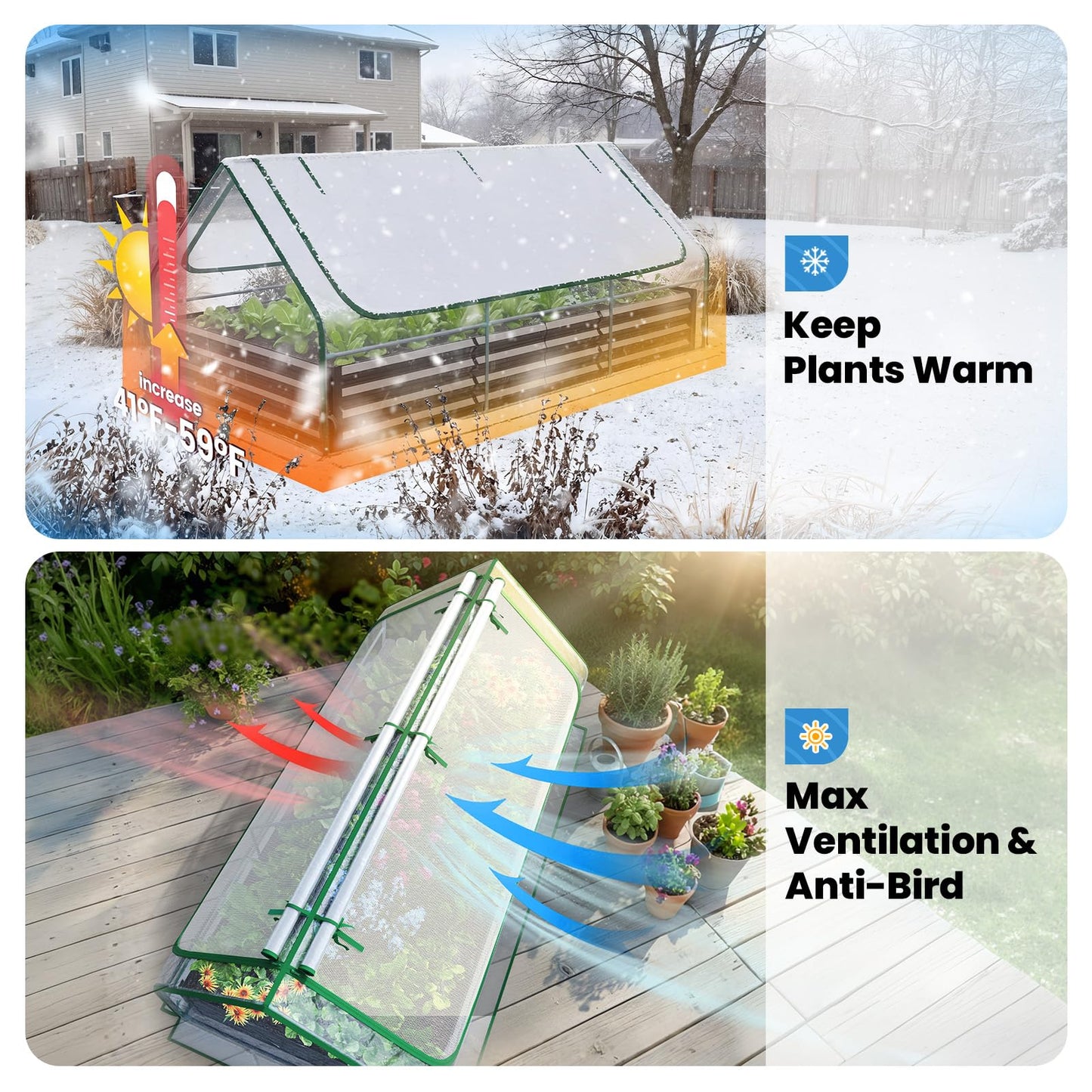 Quictent Raised Garden Bed Galvanized Raised Beds for Gardening Vegetables with Cover 8x4x1 ft Metal Planter Box Outdoor Use (Clear)