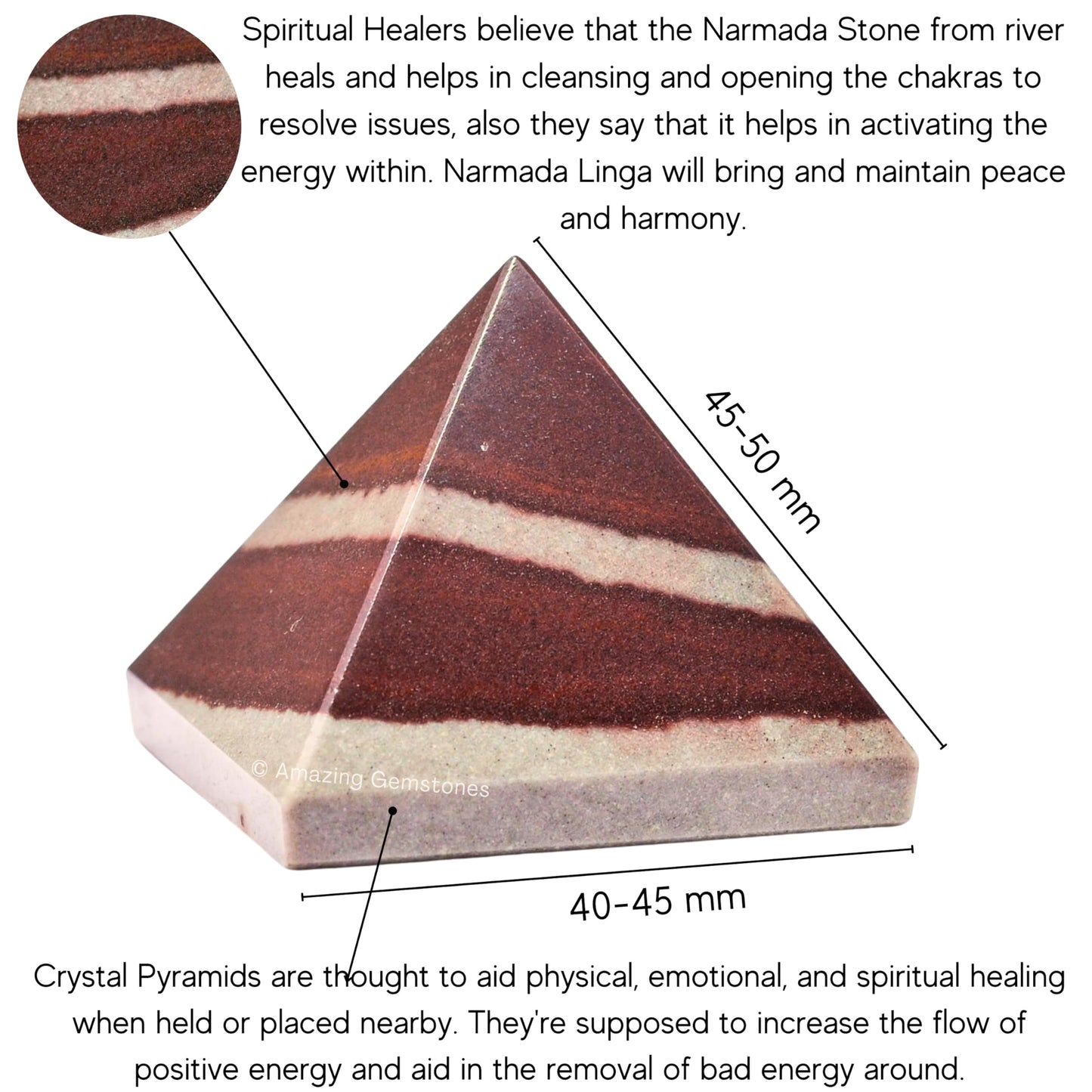 Amazing Gemstone Shiva Lingam Narmada Stone Pyramid Crystal Healing Stones - 2" Great Pyramid Figurine of Natural Stone Pyramid for Meditation, Reiki, Chakra Balancing and Crystal Pyramids Grid