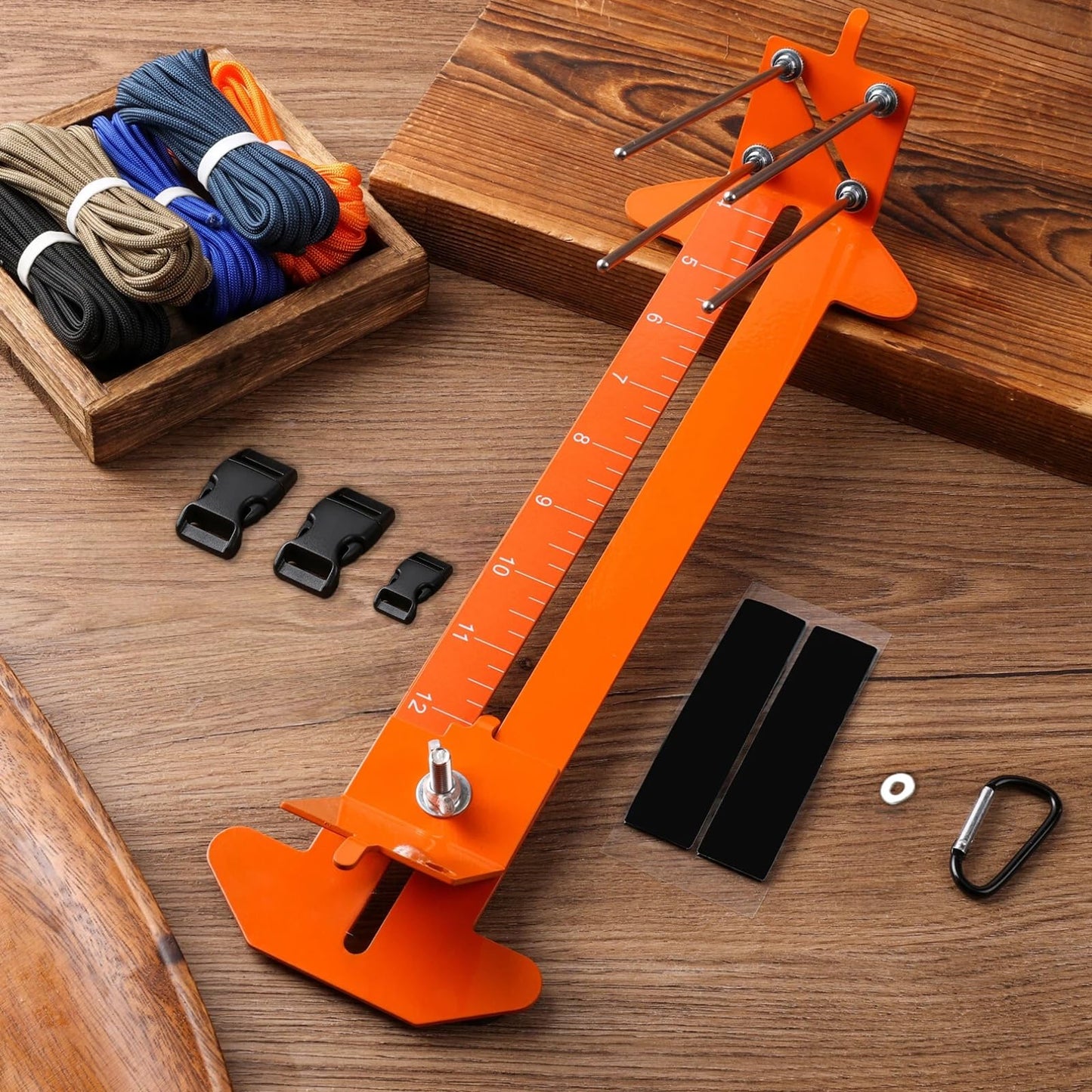 KOKKOYA Paracord Jig Tools Bracelet Making Kit Accessories Adjustable Paracord Jig Kit with 2 Cords and 3 Buckles Bracelet Adjustable Length 4" to 13" (Kahki)