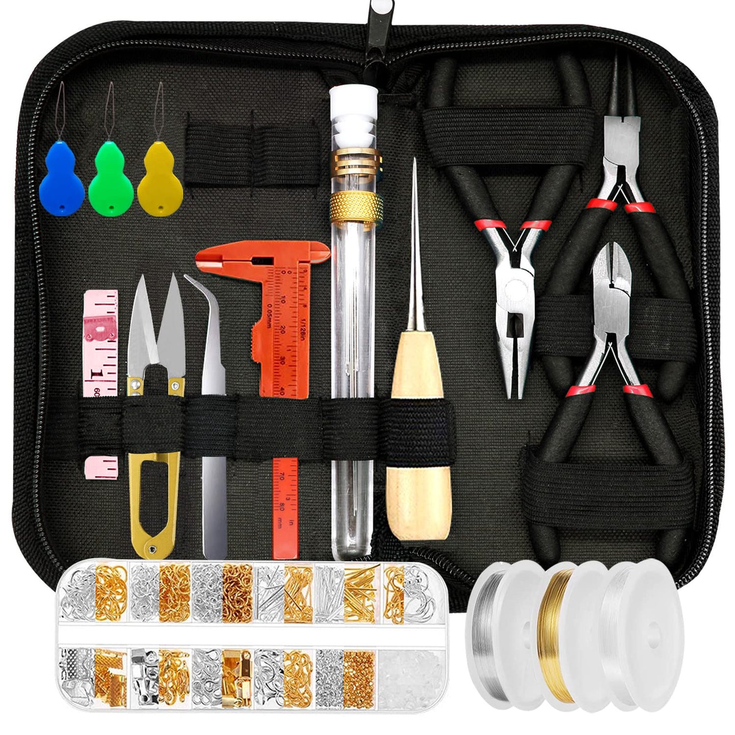 MONVICT Jewelry Making Supplies Kit - 24 + 845 Pcs Jewelry Making Tools for Repair, Crafting, Earring, Ring, and Beading