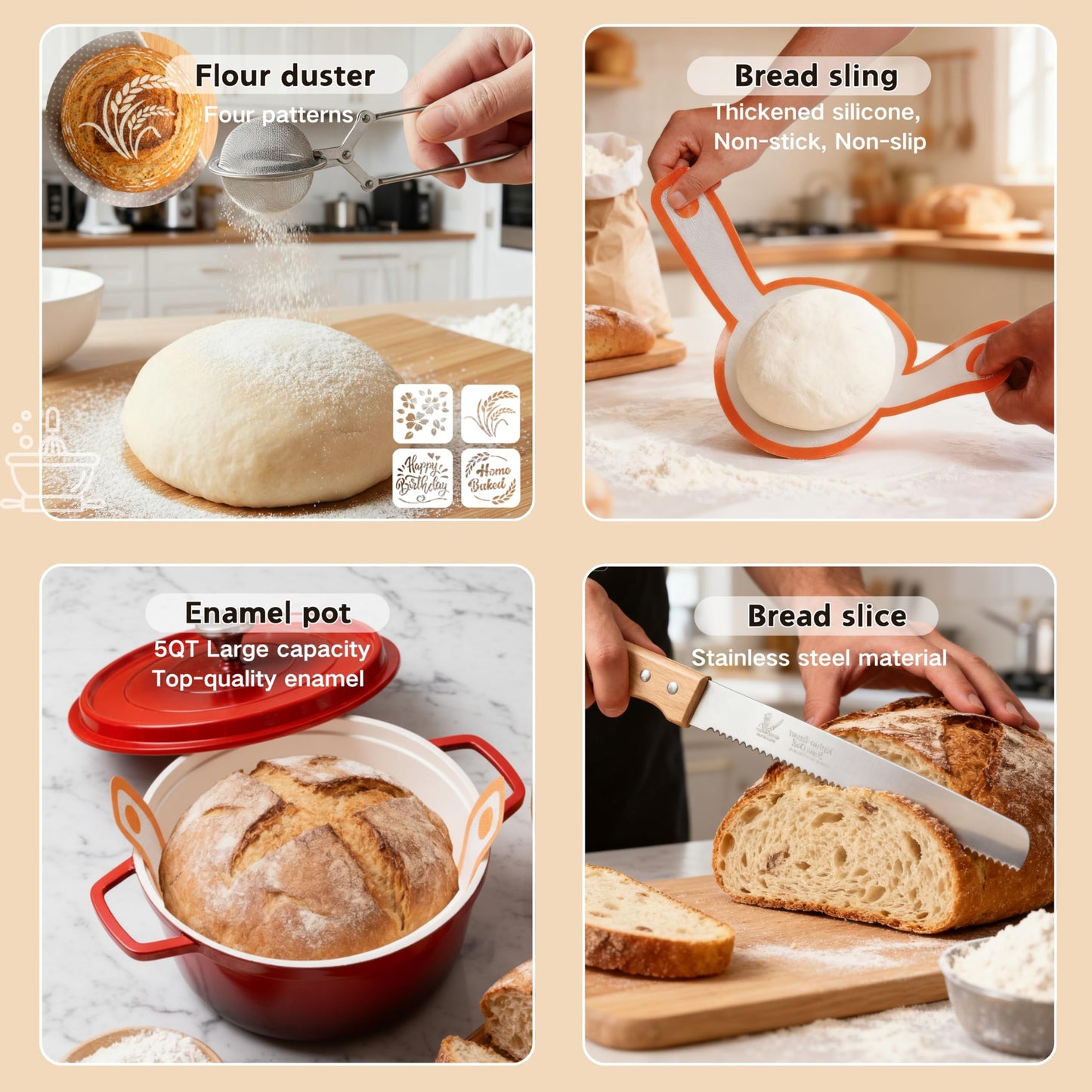 Super All-Inclusive Sourdough Starter Kit with Pot,Sourdough Bread Baking Supplies,4 Banneton Bread Proofing Baskets,Scale,34OZ Sourdough Starter Jar, Bread Making Tools Kit,Perfect Baking Gifts
