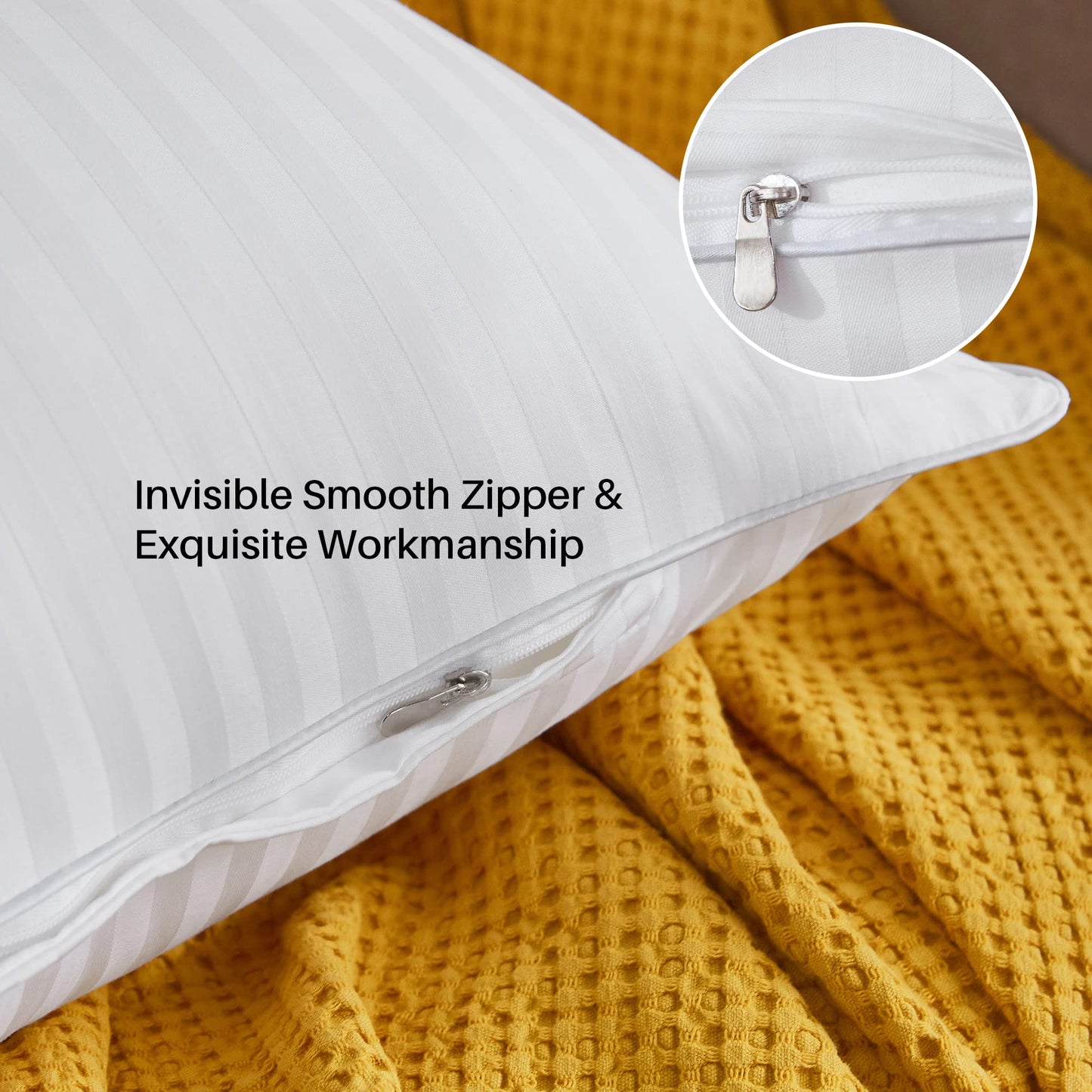 Oubonun 18 x 18 Throw Pillow Inserts, Firm and Fluffy Decorative Square Pillows for Couch Bed Sofa with Soft Cotton Cover White Cushion with Down Alternative Pack of 2