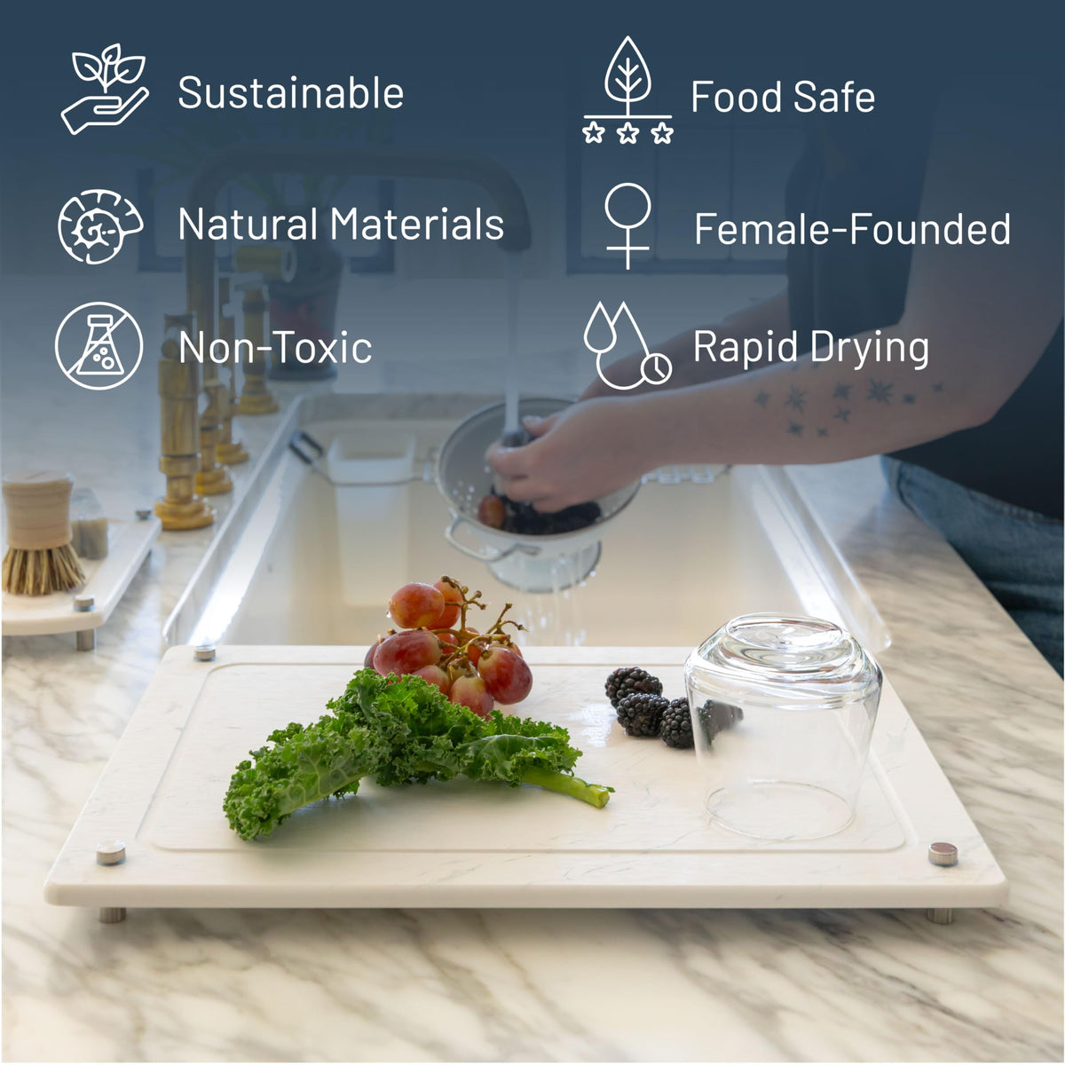 White Stone Dish Drying Mat for Kitchen Counter