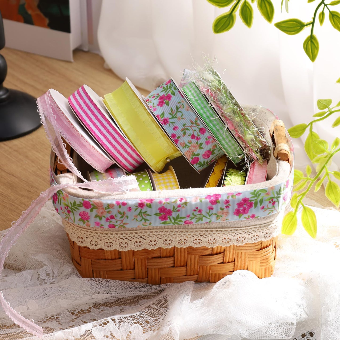 LaRibbons Spring Ribbon Set, Assorted Craft Ribbons 5 Yards Each, Multi-Width Decorative Ribbon for Gift Wrapping, DIY Bows, Easter Crafts, Floral Arrangements