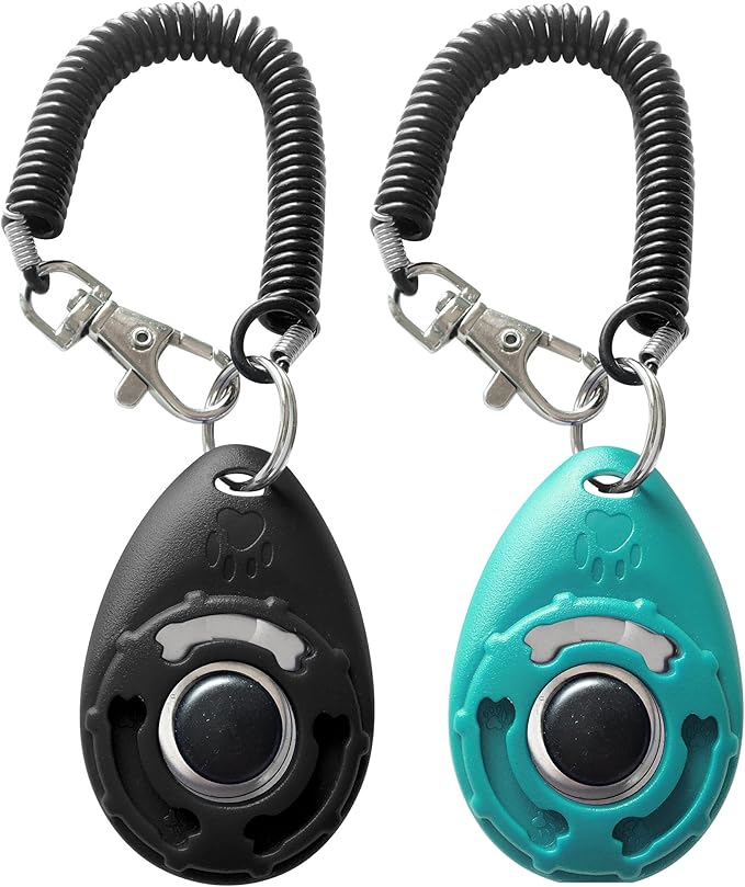 Dog Training Clicker with Sring Wrist and Keyring - Pet Dog Training Clickers for Puppy, Cat, Potty, Bird, Horse, Pet, Trainer Training Tools, Behavior Aids